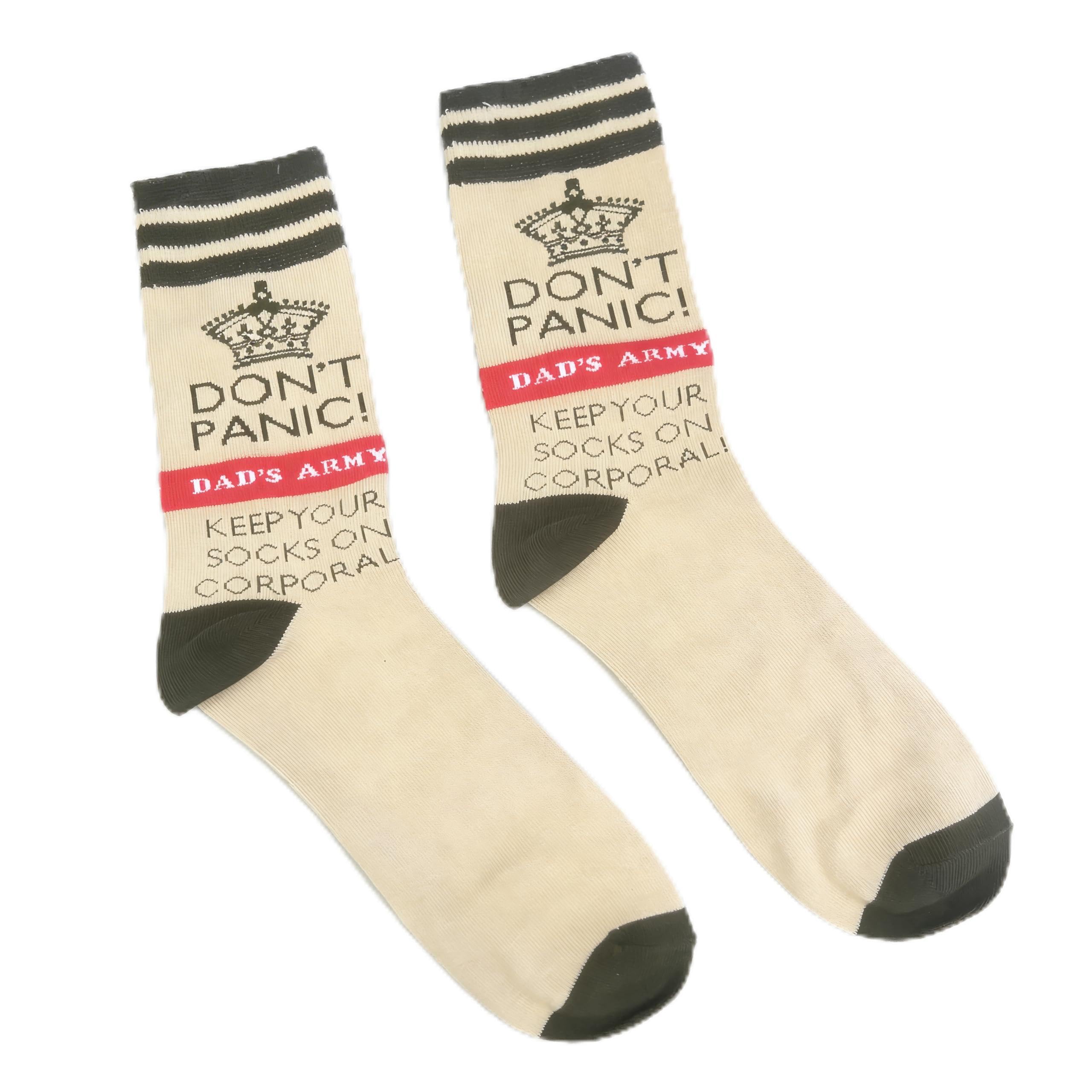 Dad’s Army Official Socks Set – ‘Don’t Panic!’ Corporal Jones Novelty Crew Socks – BBC Classic Comedy Gift – UK Size 7–11 Comfort Stretch