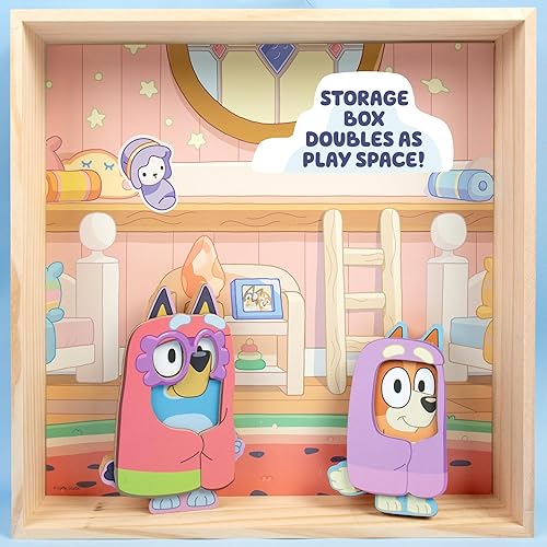 Miniatura 6 de Horizon Group USA Bluey - Casa de juegos magnética de madera, juego de actividades de 18 piezas, incluye 2 casas de muñecas de madera, grandes