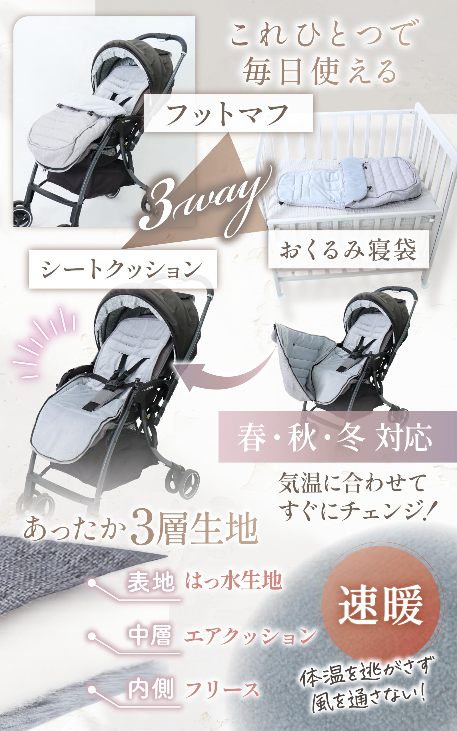 Amazon | Liscia ベビーカー フットマフ 【保育士監修】 寝袋 ひざ掛け