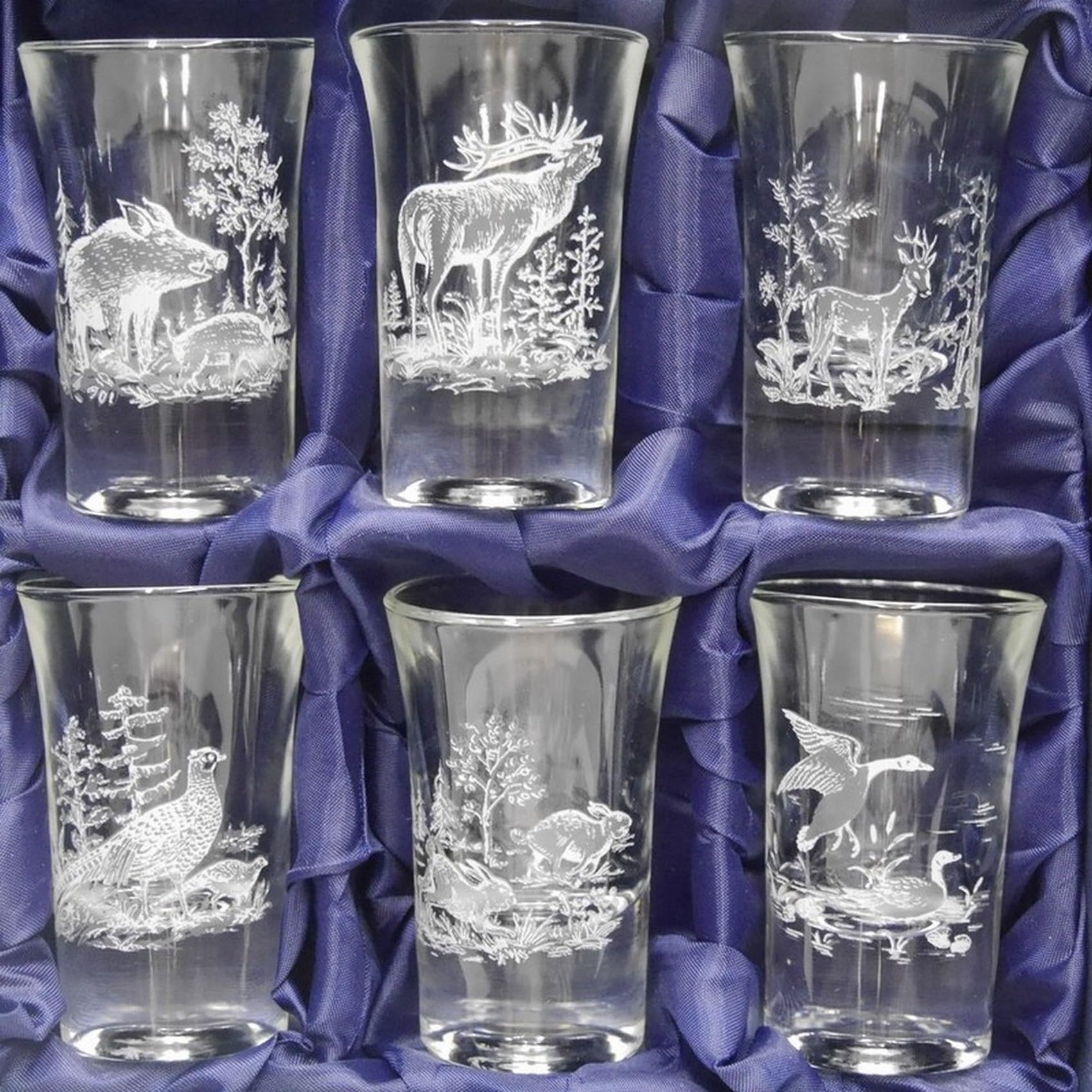 GTK - Geweihe & Trophäen KRUMHOLZ Lot de 6 verres à schnaps - haut - 2 cl dans une boîte cadeau