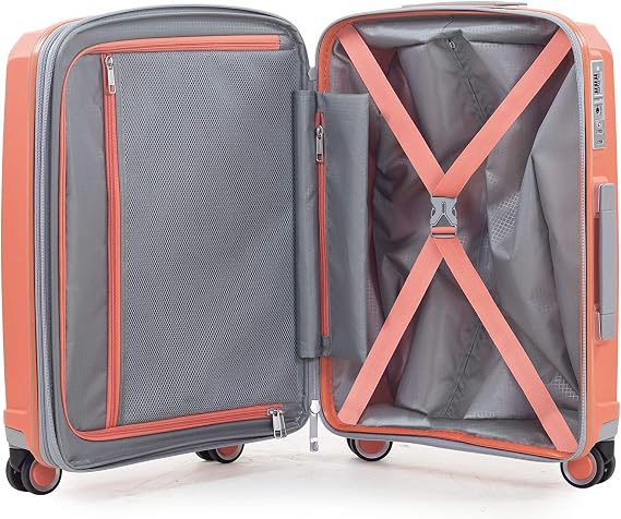 Rock Sunwave Medium Expandable Hard Shell Hold Suitcase in White - Built for Adventure, 360 Swivel-Wheels, Telescopic Handle, Impact-Resistant Material & TSA Combination Lock - 66x46x34.5cm 4.1KG