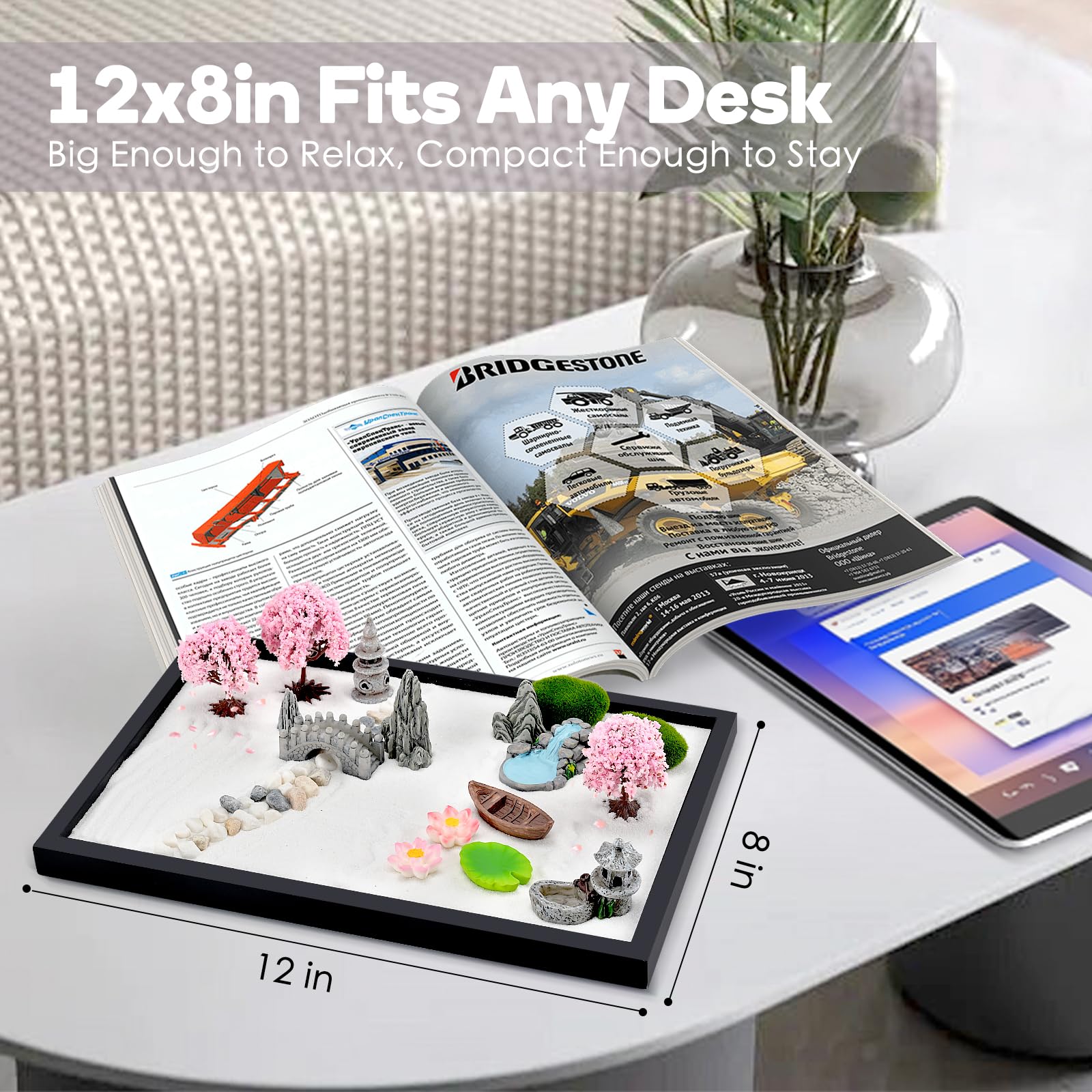 Amazon.com: Snugvia Zen Garden Kit for Desk 12x8in Premium Sand