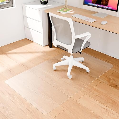 Miniatura 2 de Naturei Tapete transparente para silla para suelos duros, tapetes de oficina transparentes de 53 x 45 pulgadas, tapete protector de piso resistente