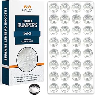 Cabinet Bumpers Clear 100 pcs - Self Adhesive Silicone Rubber Cabinet Door Bumpers Sound Dampening, Soft Close 3M Sticky Pads - Kitchen Cabinet Bumpers, Drawer Bumpers, Cupboard and Furniture Bumpers