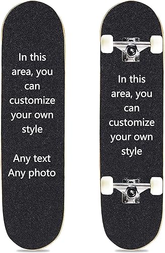 Miniatura 4 de Monopatín cóncavo estándar personalizado, 31 x 8 pulgadas, para principiantes, niños, adolescentes, adultos, carga de fotos o texto, patineta