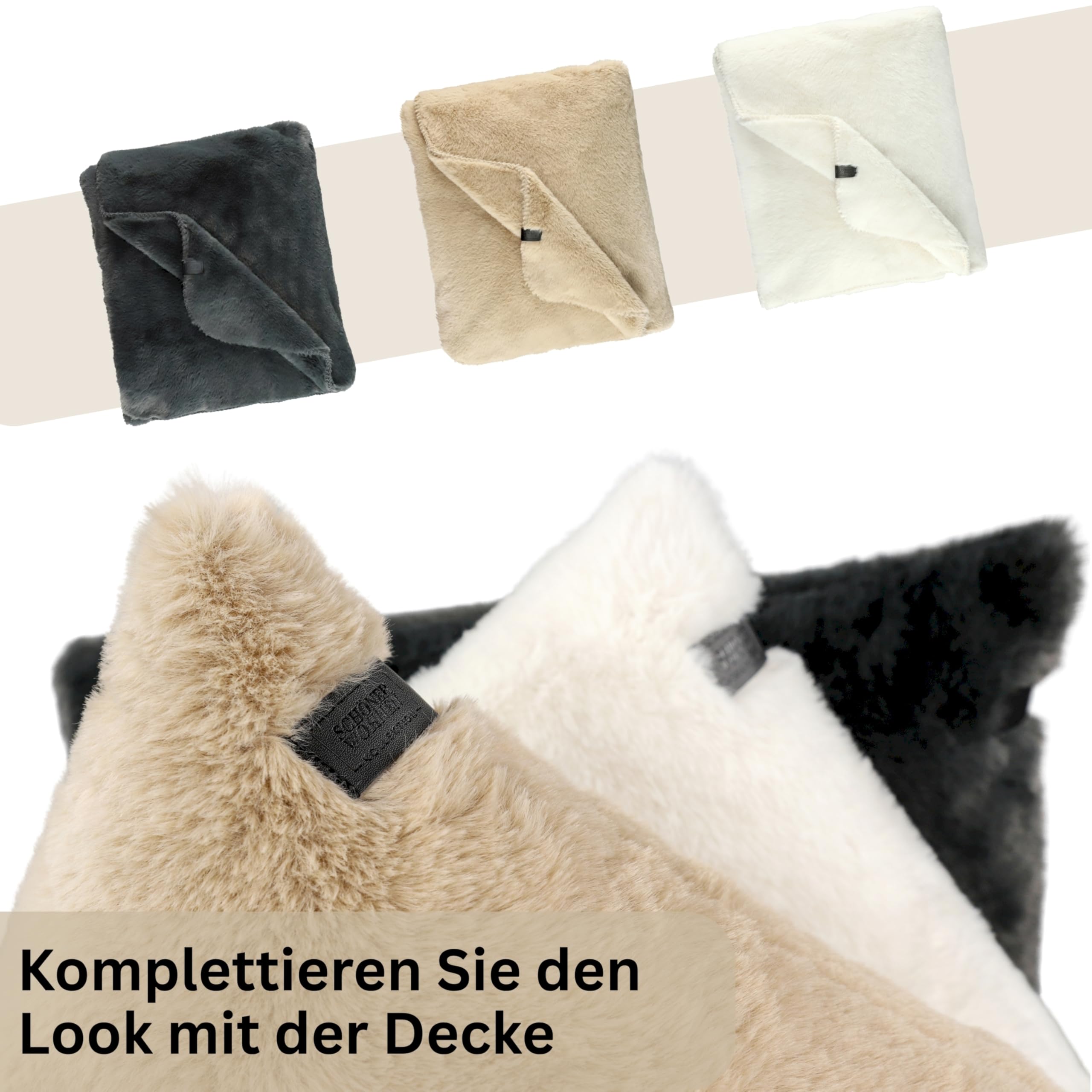 SCHÖNER WOHNEN Kuscheldecke flauschig - Warme Kunstfelldecke 130x170 beige - Weiche Wohndecke für Couch & Wohnzimmer - ÖkoTex plüsch Plaid als Sofadecke - Blanket kuschelig für Herbst & Winter