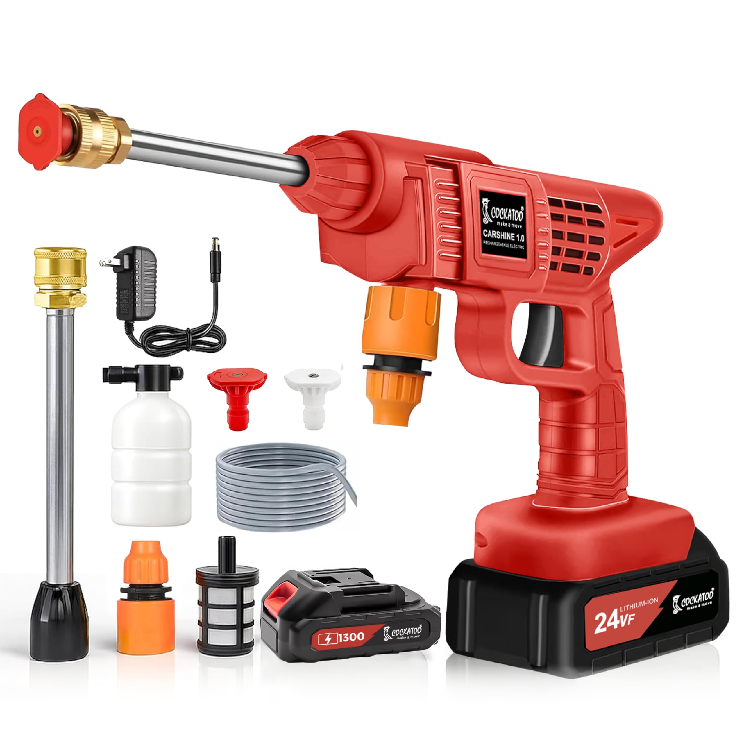 Cockatoo CarShine1.0 Rechargeable Pressure Washer Gun 21V Double Battery 10 Bar Pressure 5L/min Flow Portable Car Bike Garden Cleaner Aluminium Motor Foam Bottle Cordless High Pressure Cleaner-image-40