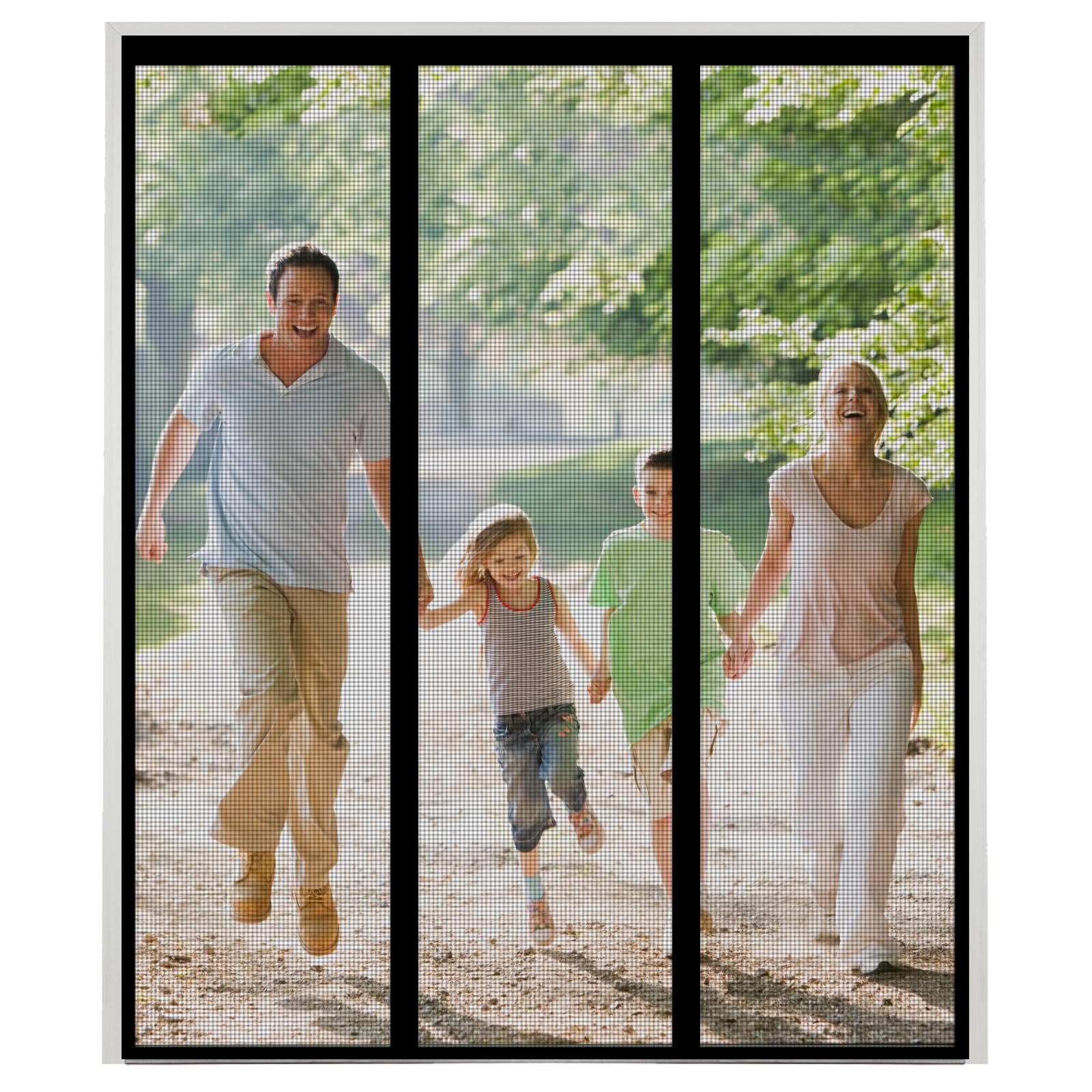 Magnetic Fly Screen Door, Black Double Door Screen Curtain for Sliding Door, Anti Mosquito Polyester Mesh Screen Door, Heavy Duty Bug Mesh Curtain,Install Without Drilling, Lets Fresh Air in,170x190cm — image 1