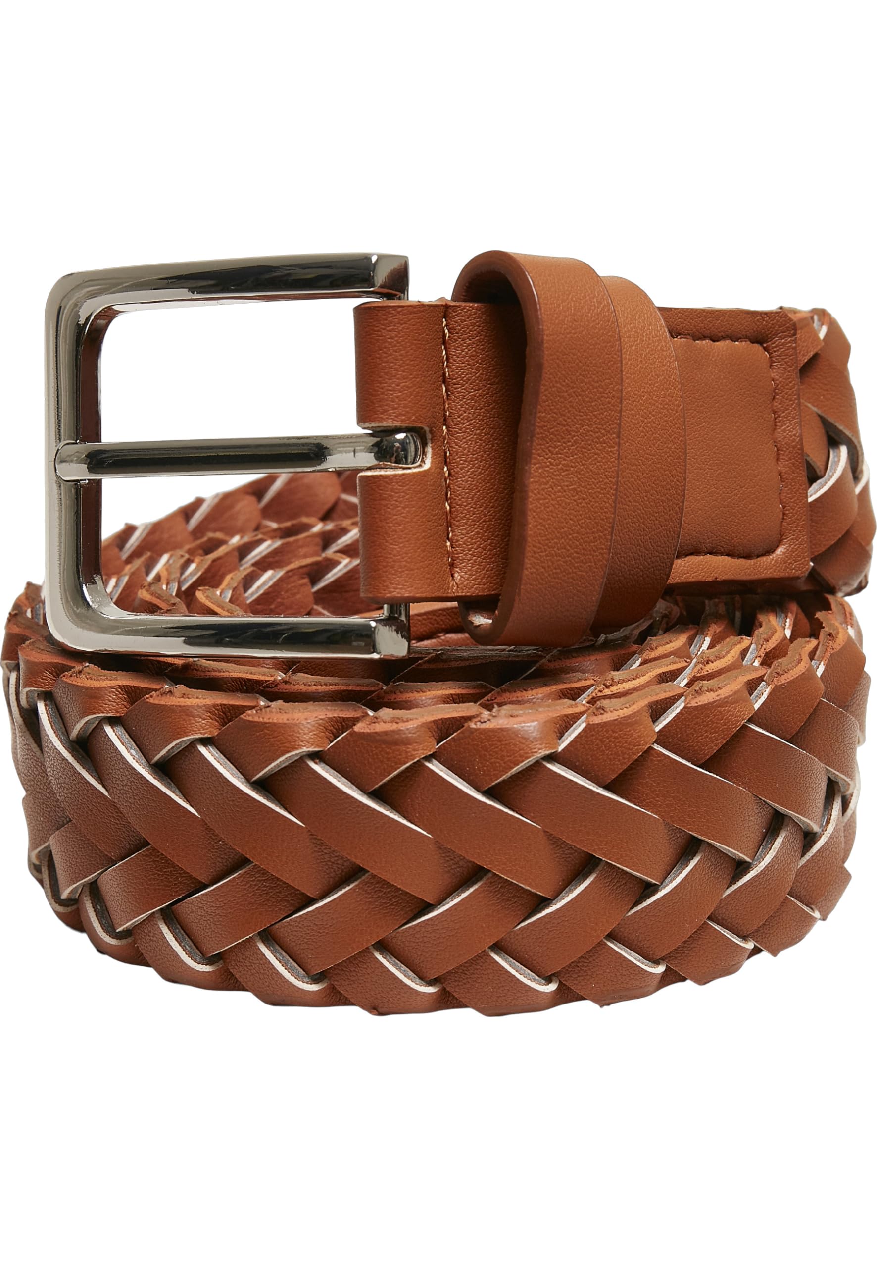 Urban Classics Braided Synthetic Leather Belt, Lightbrown, L/XL