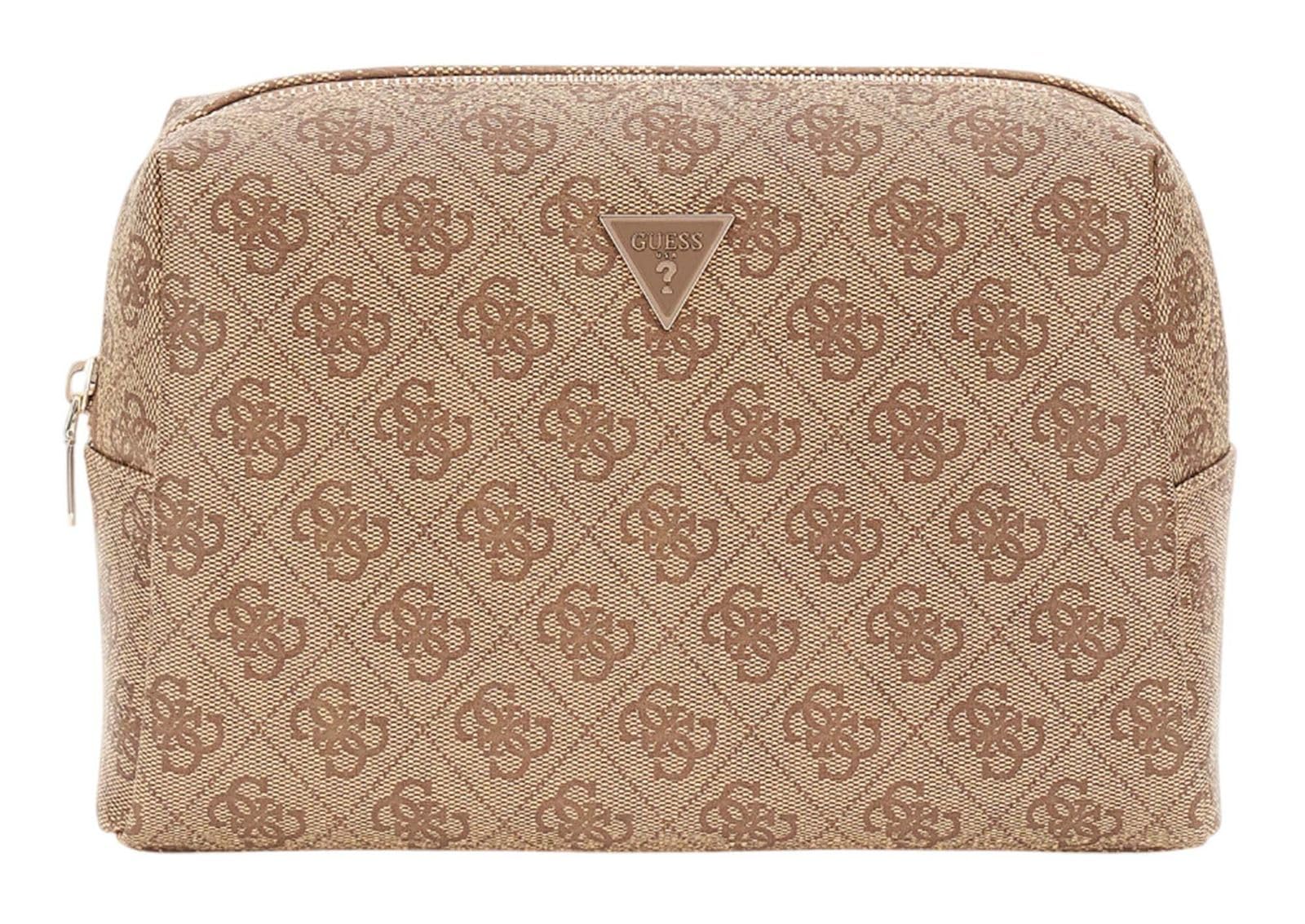 Guess Orlina Double Zip Cosmetic Bag Latte Logo-image