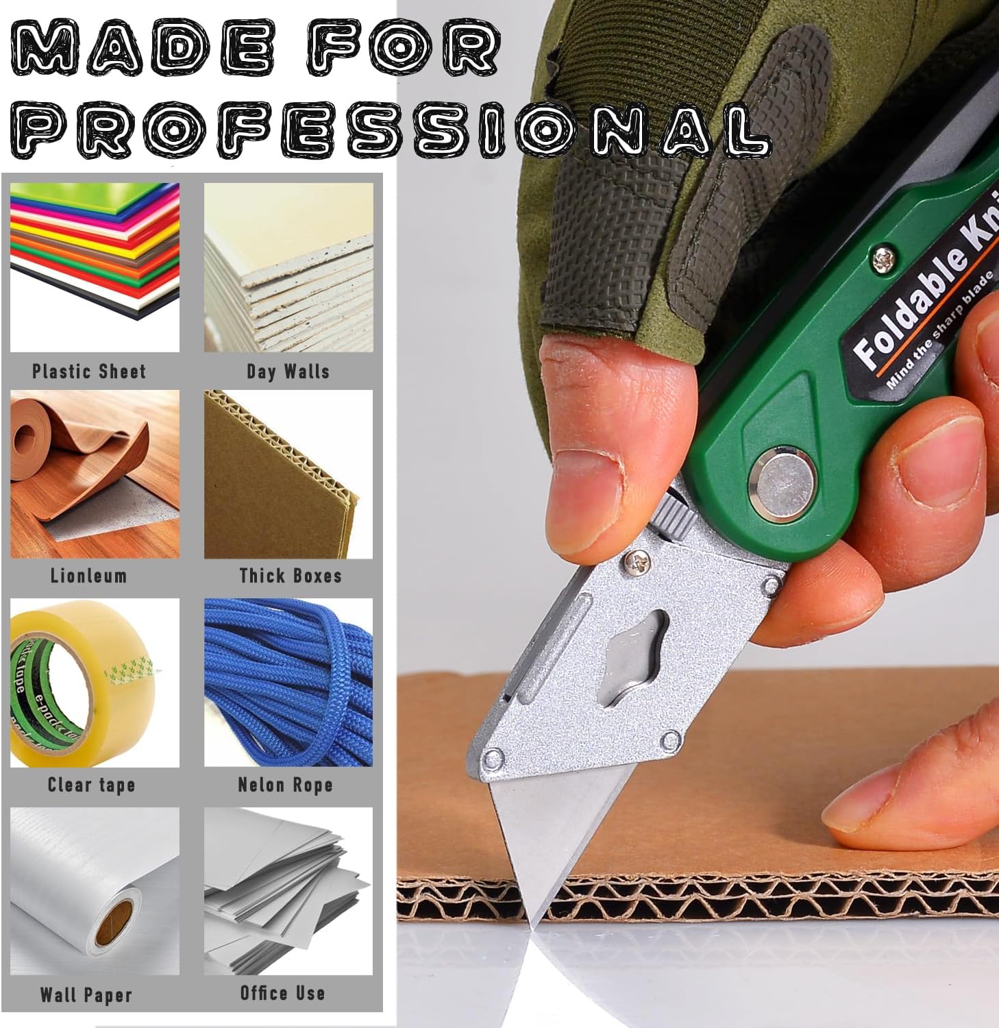 10-Pack Heavy Duty Folding Box Cutter Set with 30 Replacement Blades, Professional Utility Razor Knife (Pro)