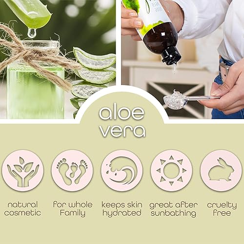 Miniatura 5 de Premium Nature Gel puro de aloe vera para cara y piel seca, alivio de quemaduras solares, gelatina hidratante de piel de planta de aloe vera para el