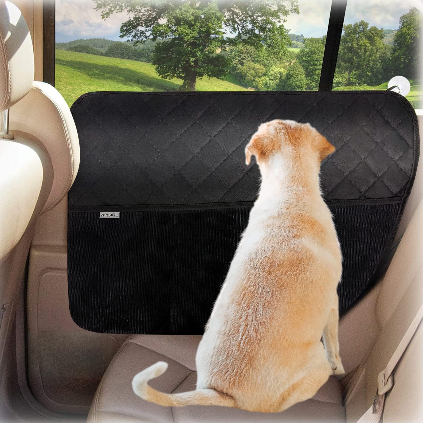 Winbate 2PCS Universal Fit Car Door Protector for Dogs - Black, Nylon, Waterproof, Scratchproof, Nonslip, Machine Washable - Fits Most Cars, Trucks, SUVs - 2 Packs