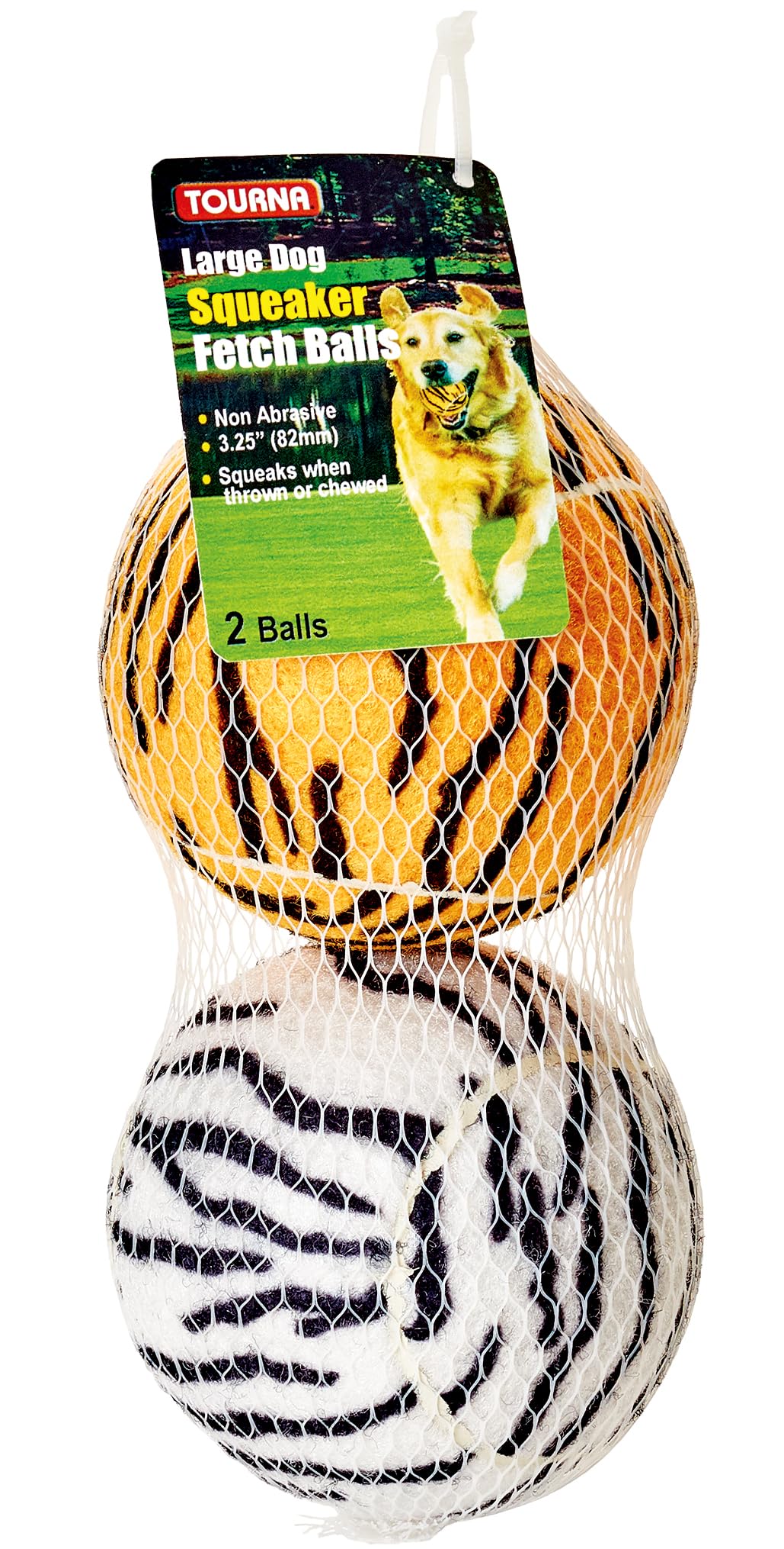 TOURNA 5-Inch Large Tennis Squeaker Ball Fun Animal Print Dog Toy for Large Dogs