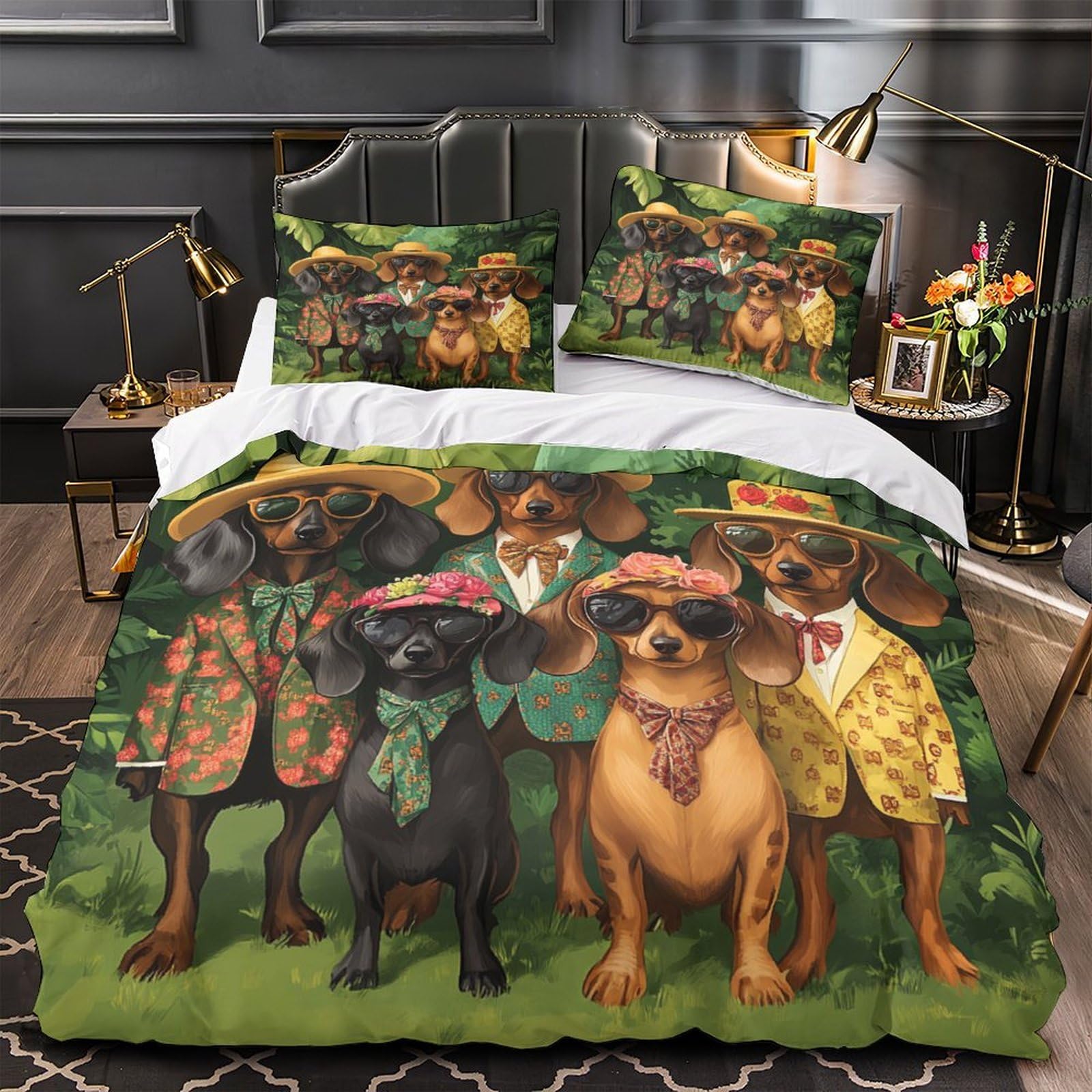 Housse de couette Teckel 3D anti-tache et anti-décoloration 220x240