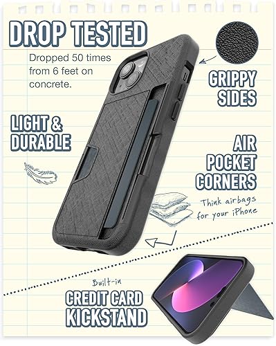 Miniatura 3 de Smartish Funda tipo cartera para iPhone 15  Wallet Slayer Vol. 2 delgada + protectora tarjetero con función atril  Funda de ranura oculta probada