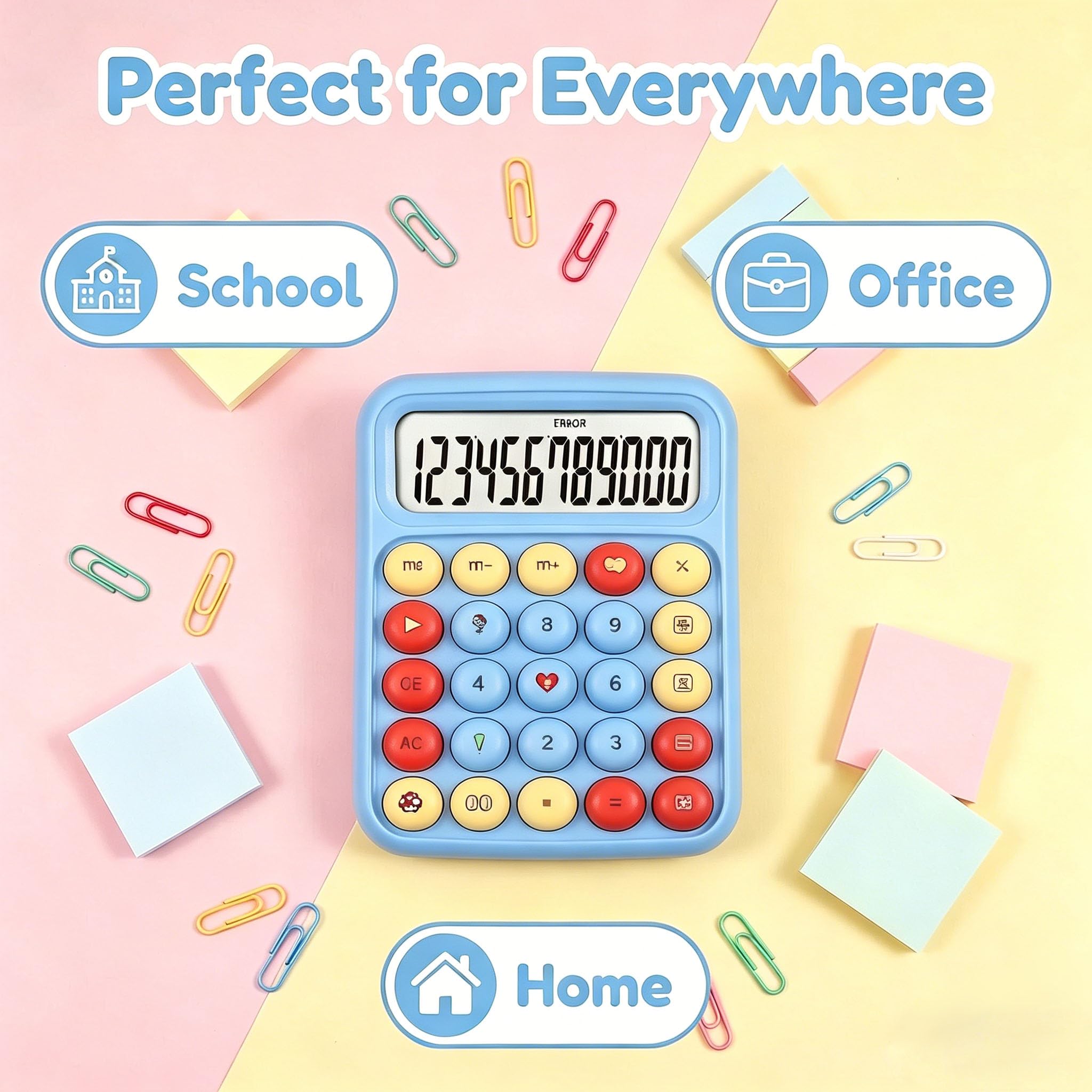 Calculadora estética de escritorio, calculadora de estilo retro fácil de usar, calculadora de 12 dígitos con alfombrilla antideslizante, diseño bonito, ligero y duradero, perfecta para oficina