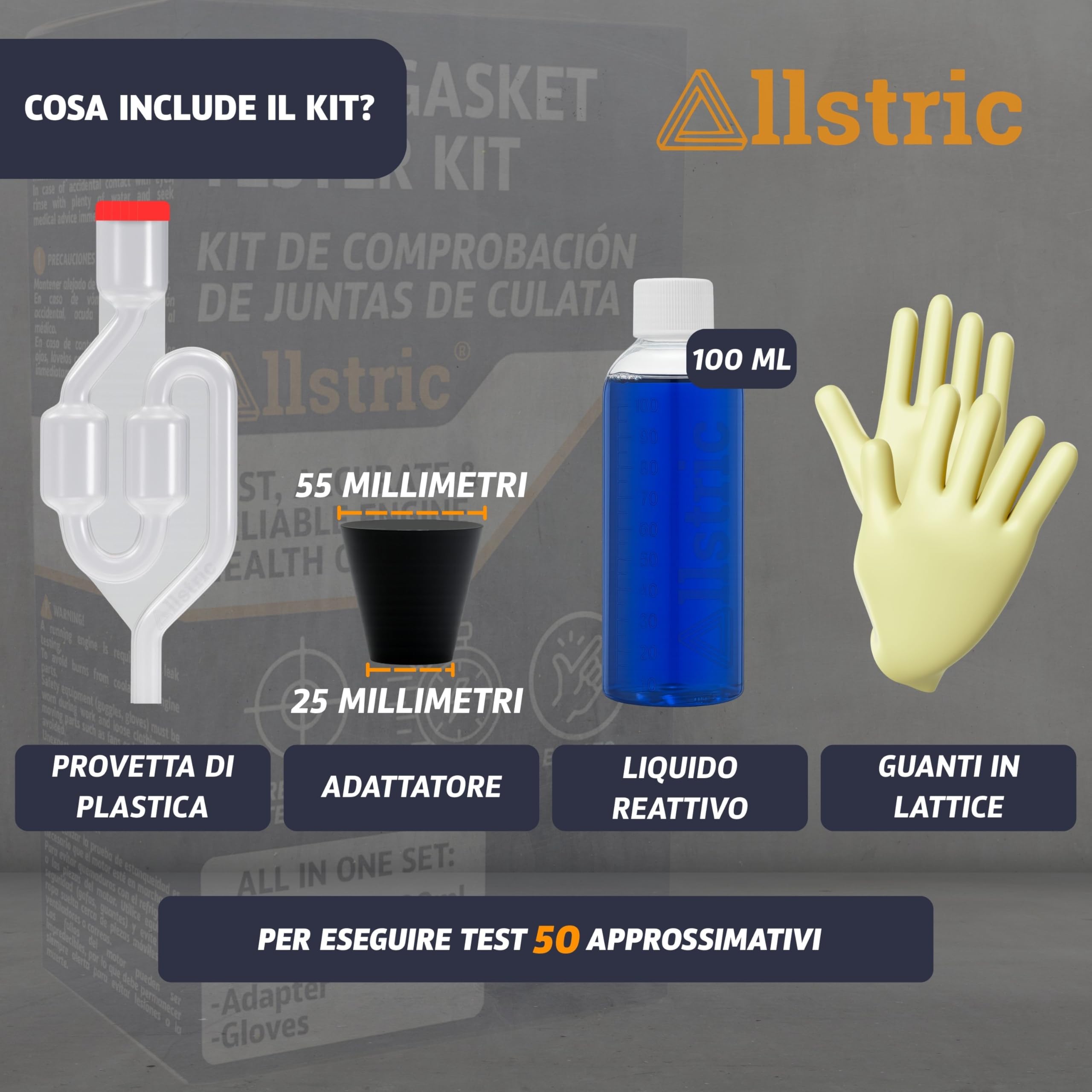Tester Guarnizione Testata Motore CO2 | Reld Block Tester Universale con 50 Test | Comprobatore Fugas Refrigerante per Auto e Moto | Test Guarnizione Testata Bruciata