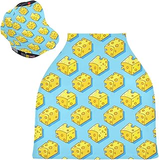 xigua Cartoon Cheese Breathable Car Seat Covers for Babies Newborns, Multi-Purpose Baby Car Seat Covers & Breastfeeding Scarf, Newborn Essentials Baby Shower Gifts