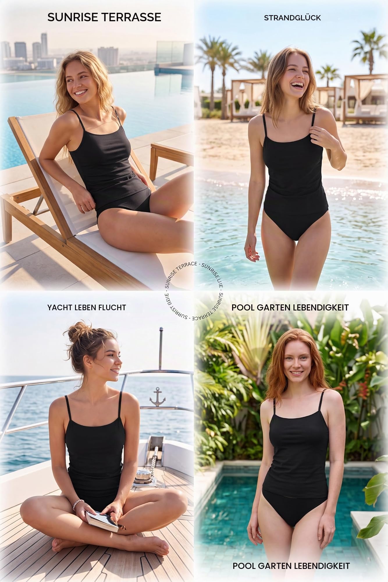 Menstruations Tankini Set 2-teilig mit Periodenhose für Damen | Atmungsaktives Stretchgewebe, Verstellbare Träger, Schnell trocknend, Multi-layer Schutzbereich, Surfen und Badeurlaub