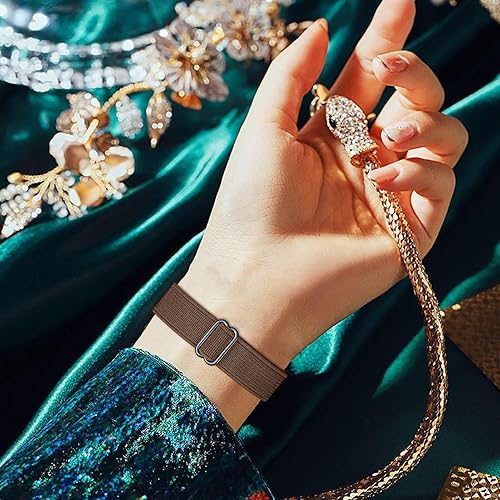 Miniatura 8 de Moekk Mi 6 reloj trenzado banda, correas de reloj de nylon elástico ajustable trenzado elástico Sport Loop Correa reemplazo hombres mujeres pulsera