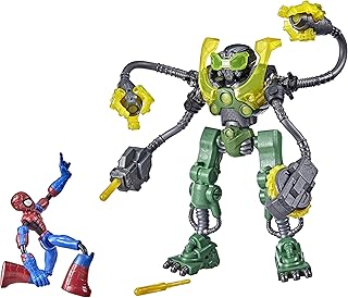 Marvel Bend and Flex Spider-Man Vs. Ock-Bot, 6-inch Spider-Man Action Figure, 10-Inch Ock-Bot with 2 Projectiles, Ages 4 and Up