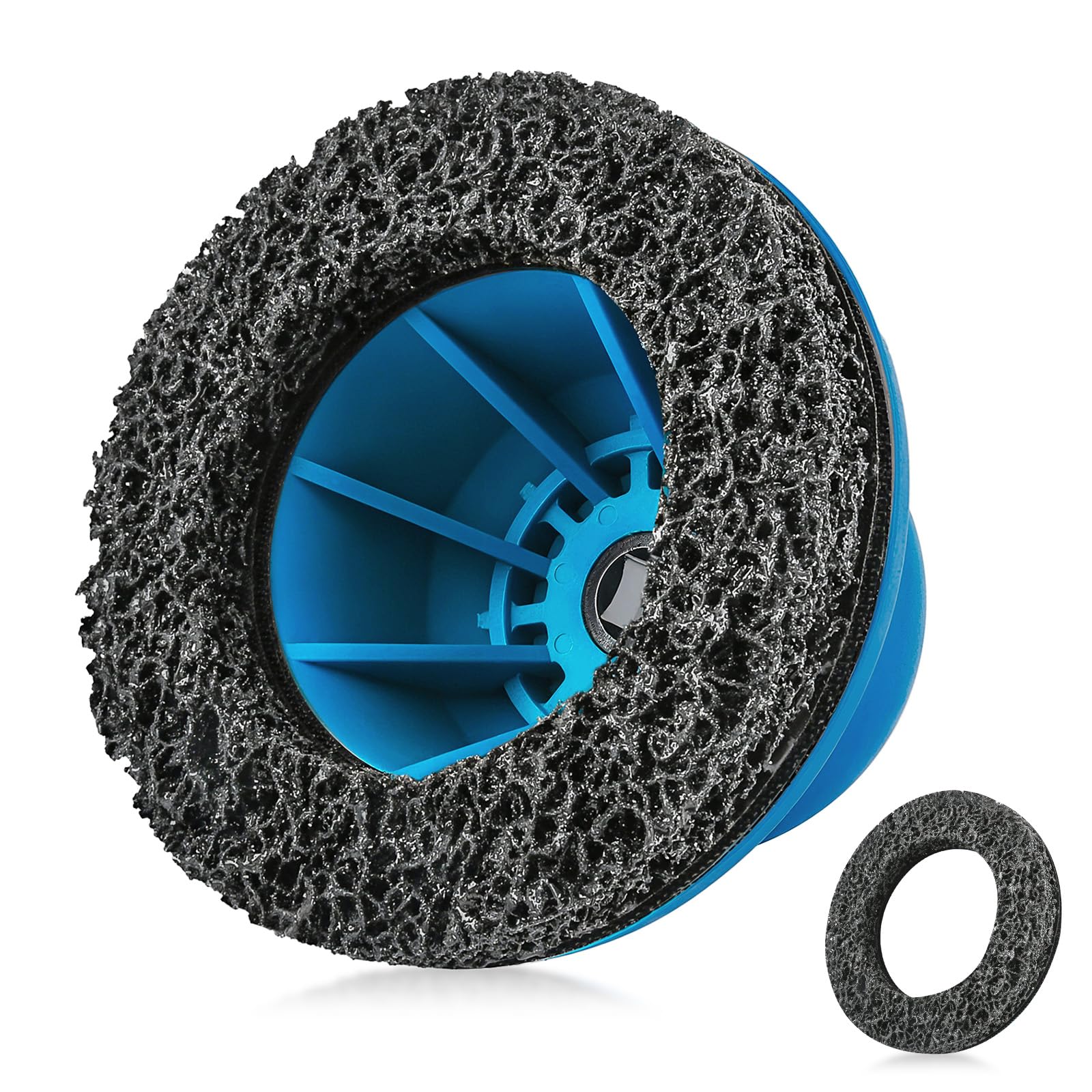 Radnabenschleifer Innen-Ø 90 mm Außen-Ø 150 mm, Aluminium, für 1/2" Schlagschrauber, Radnaben- & Felgenreinigung, Inklusive austauschbarer Polierbürsten