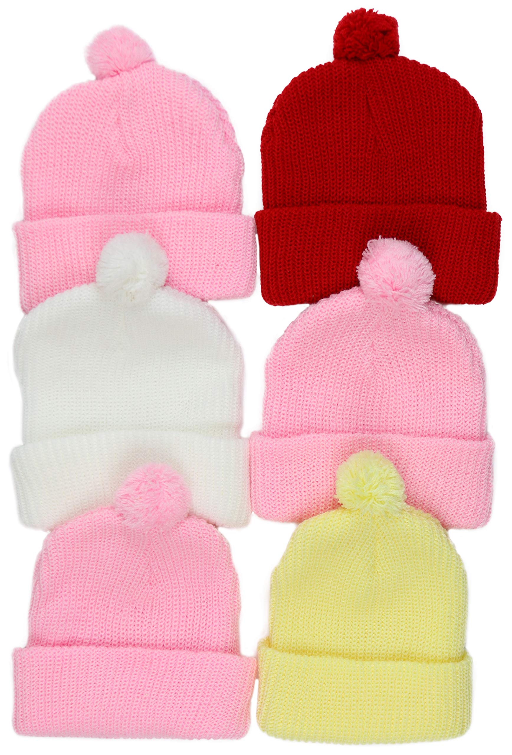 ToBeInStyle - Paquete de 6 gorros de invierno de acrílico suave y elástico para niños - Negro - talla única