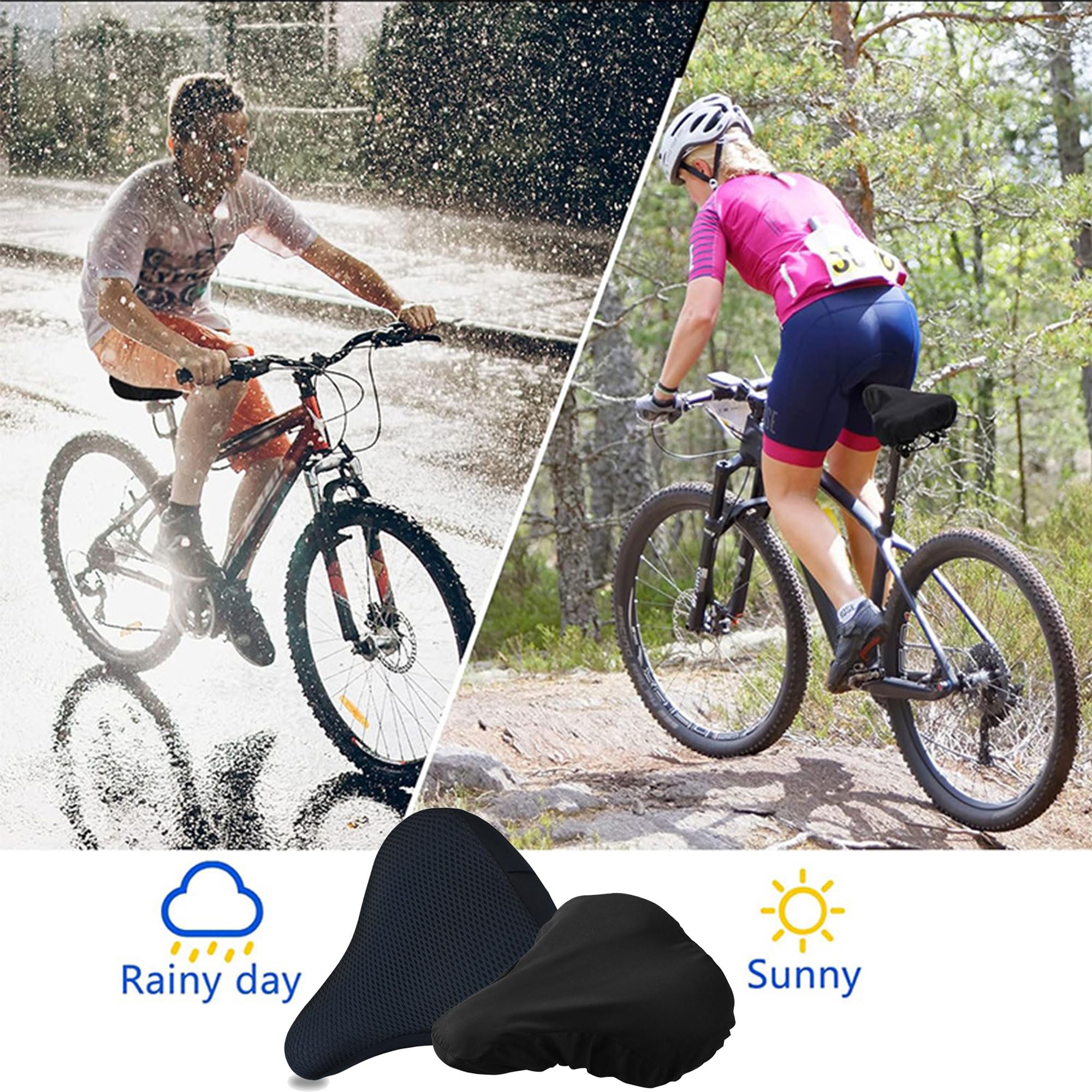 Coprisedile per bicicletta Morbido,Traspirante Comodo Cuscino Sedile Bici Morbido,Copri Sella Bici,Coprisedile Imbottito Traspirante,Coprisella per Bici Imbottito,per interni ed esterni (A)