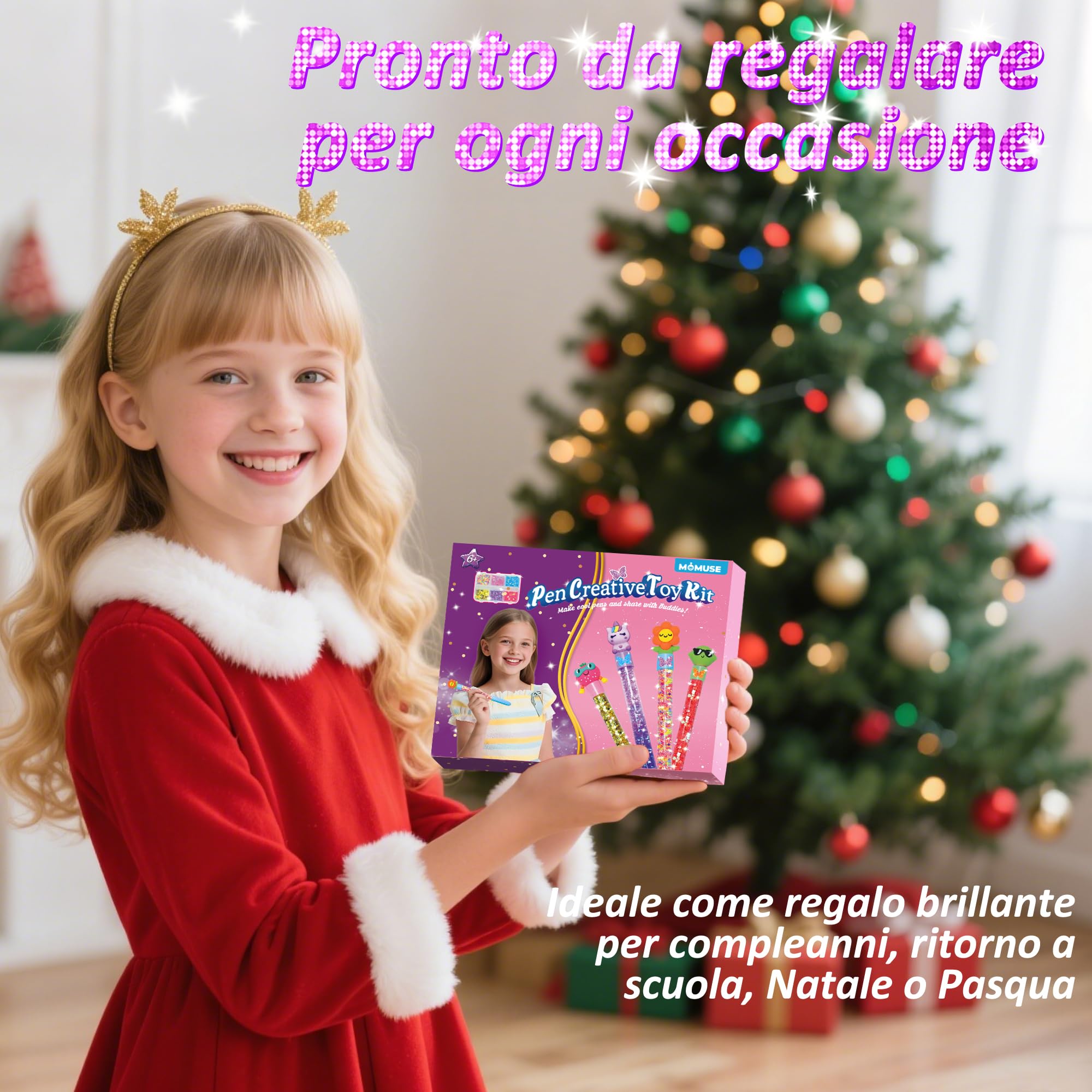 MOMUSE Laboratorio Delle Penne, Regalo Bambina 6 7 8 Anni, Fabbrica Delle Penne, Giochi Bambina 7 Anni, Crea Penne, Kit Lavoretti Creativi per Bambini 6 7 8 9 10 anni