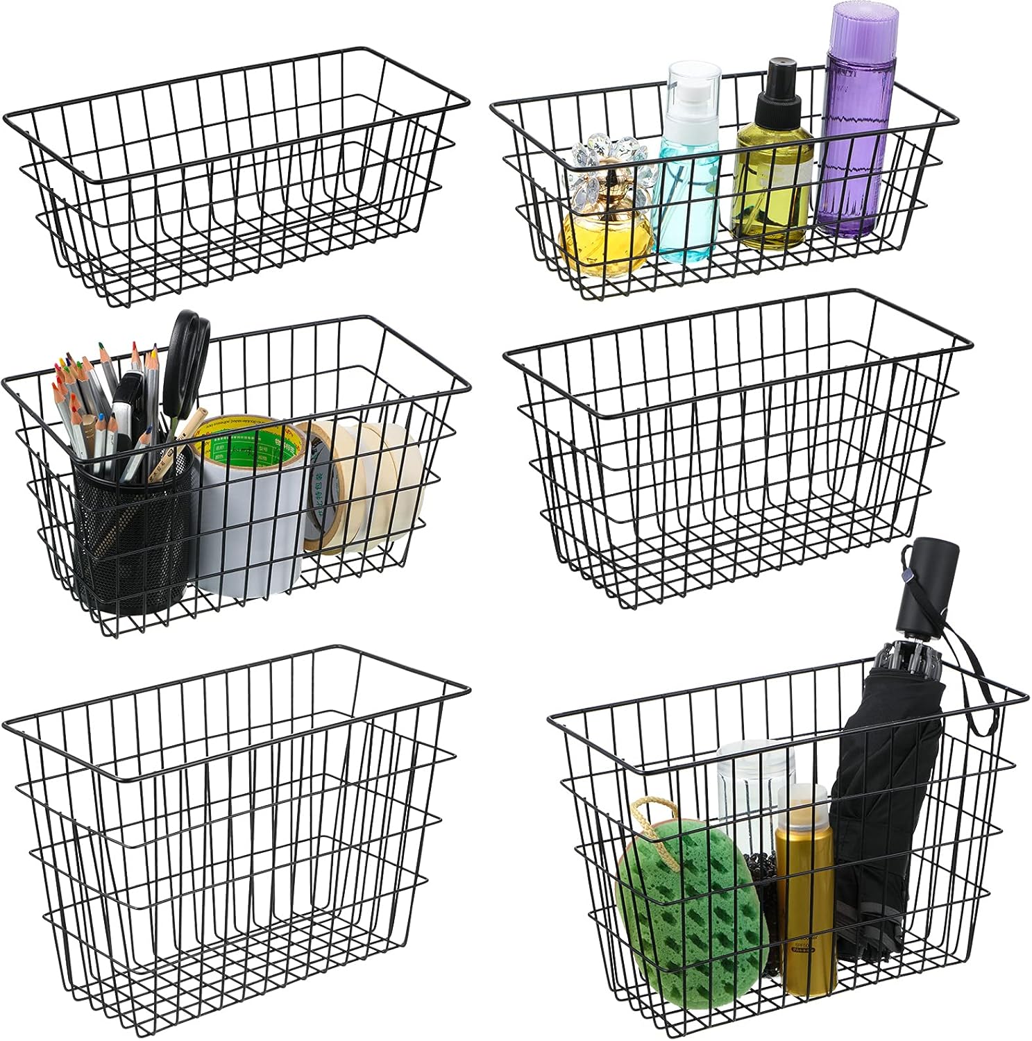 6 Pieces Different Size Extra Large Hanging Wall Basket for Organizing, Metal