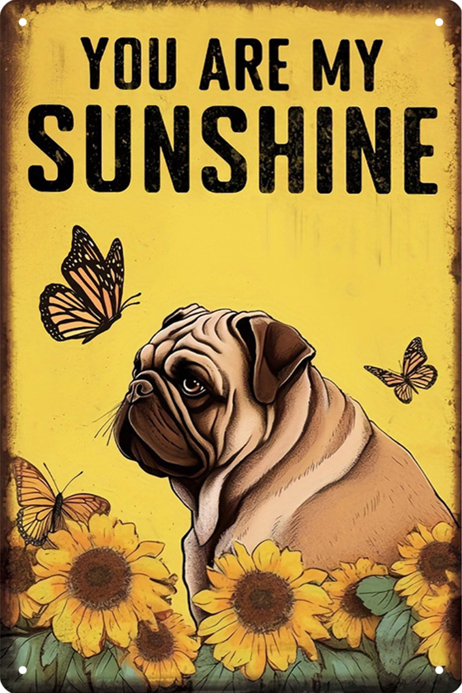 Formeyart Pug Vintage Funny Dog Tin Sign,Retro Love Of Dog Metal Sign,Dogs Decor For Dog Lovers Dogs House Fence Farm Home Garage 8X12 Inches (Pug)