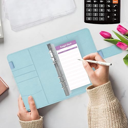 Miniatura 6 de SOUL MAMA Carpeta de presupuesto con sobres de efectivo, organizador de dinero azul para efectivo, carpeta A6 para presupuesto, carpeta de ahorro de