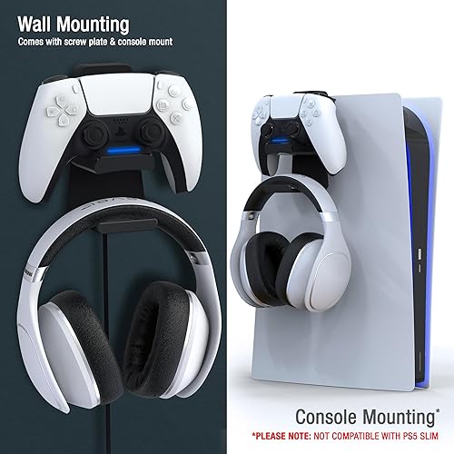 Vista 2 de Foamy Lizard PS5 - Cargador para consola y soporte de pared para Playstation 5 DualSense, estación de carga rápida, soporte para colgar, gancho