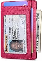 Vista 189 de Buffway - Billetera delgada minimalista de cuero con protección RFID para hombre y mujer Café Lichee