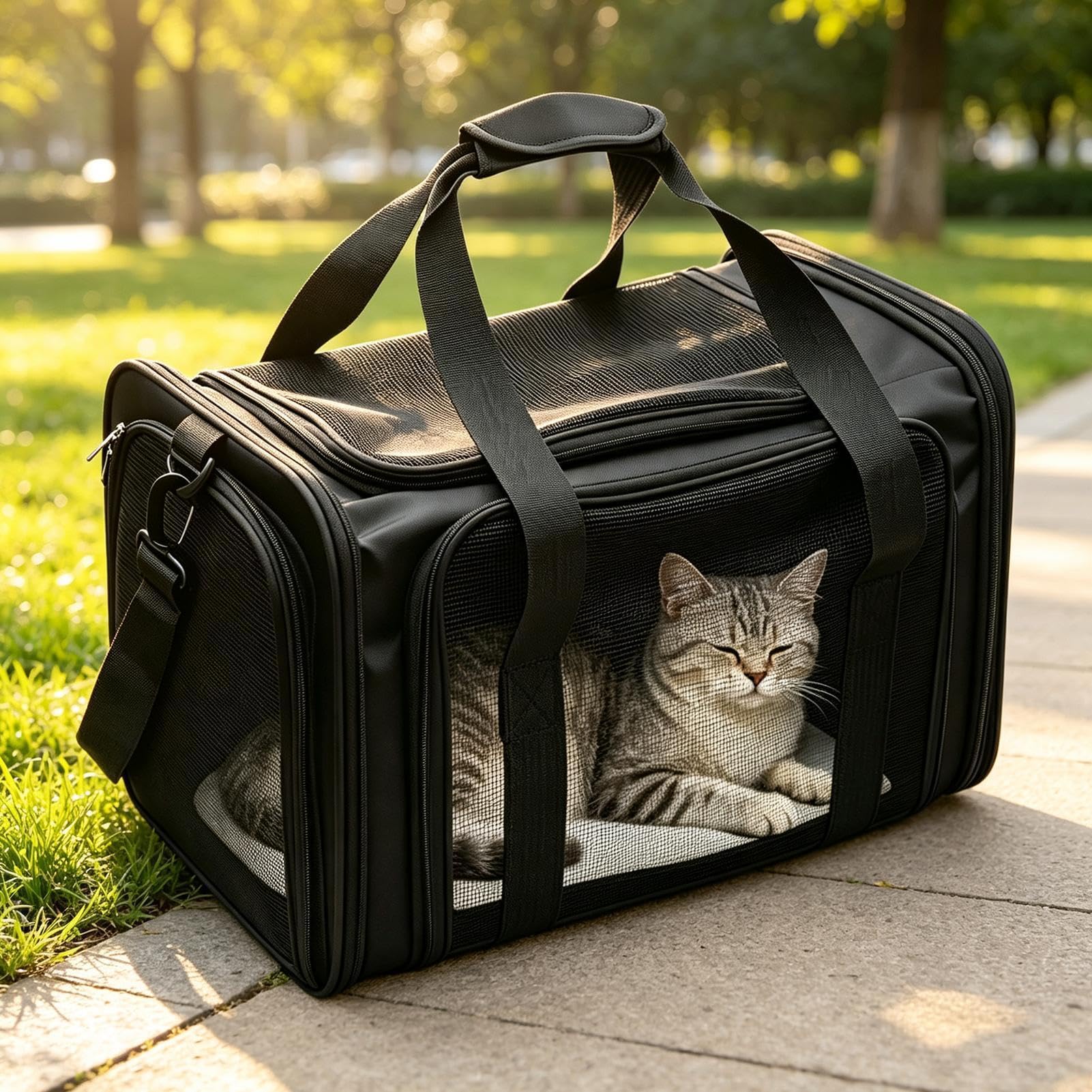 Trasportino morbido per gatti, borsa esterna per animali domestici, con | Trasporto portatile per cani, passeggiate, viaggi su strada, campeggio, escursioni e spostamenti quotidiani