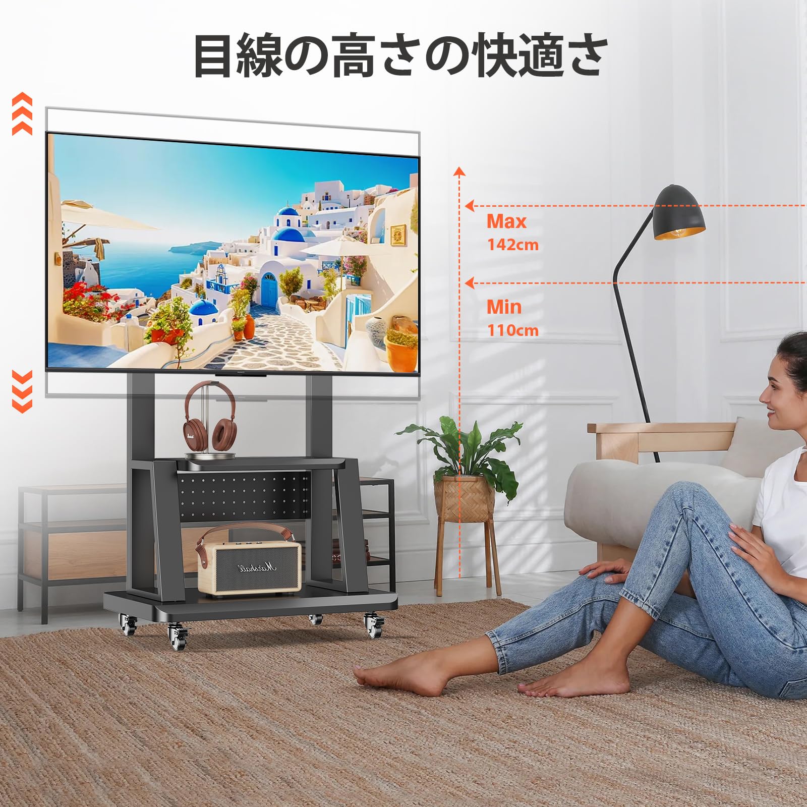 BESSTER大型テレビスタンドキャスター付き 壁寄せテレビスタンド 32-65インチ対応 キャスター付き ハイタイプ 移動式 液晶 自立式TVスタ Amazon.co.jp: BESSTER大型テレビスタンドキャスター付き 壁寄せテレビ