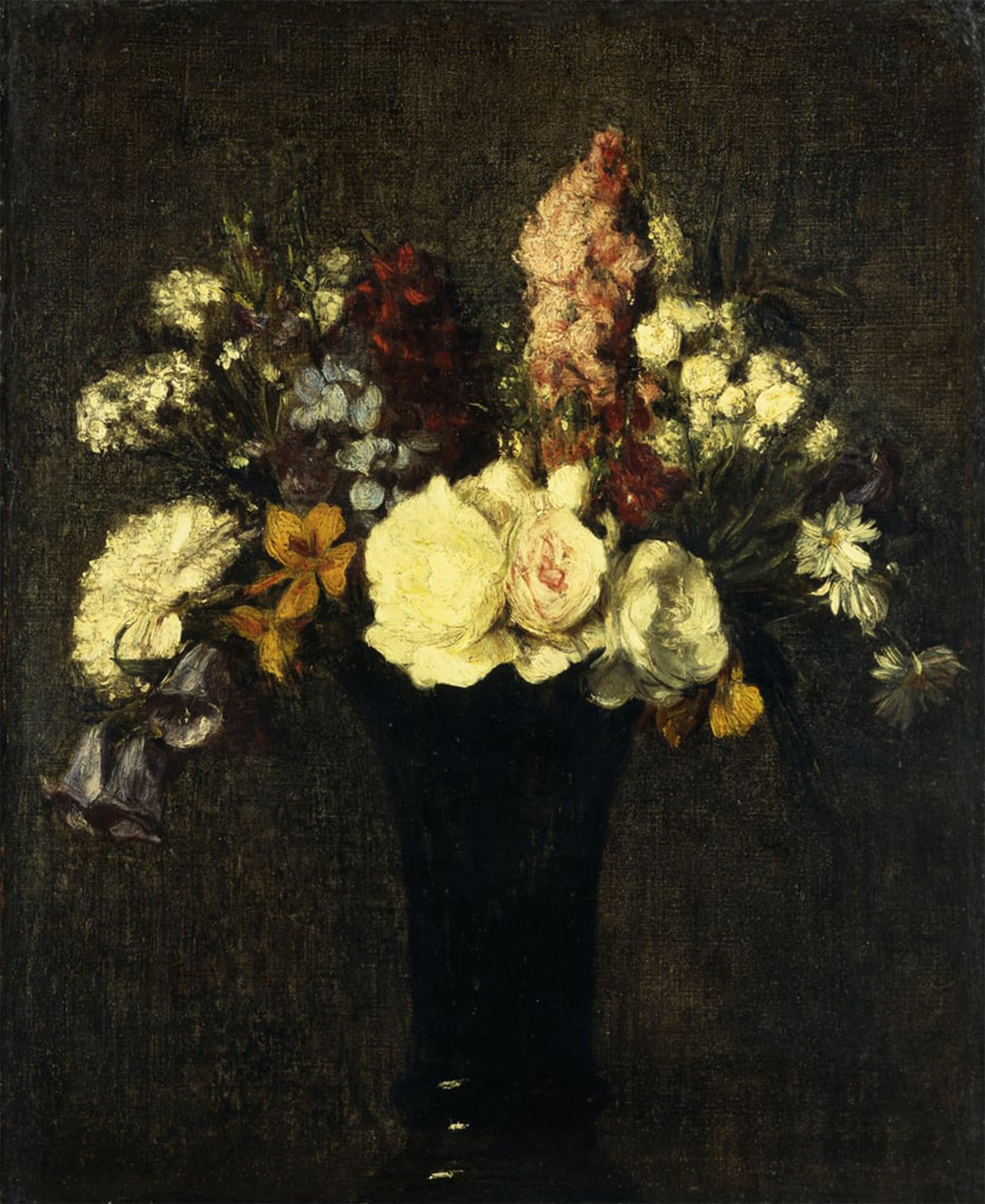ARTXLXXBN Famous Print Painting Colorful Art Print Vase of Flowers by Ignace Henri Jean Fantin Latour Canvas Art Decorations for Home Decor 60x90cm