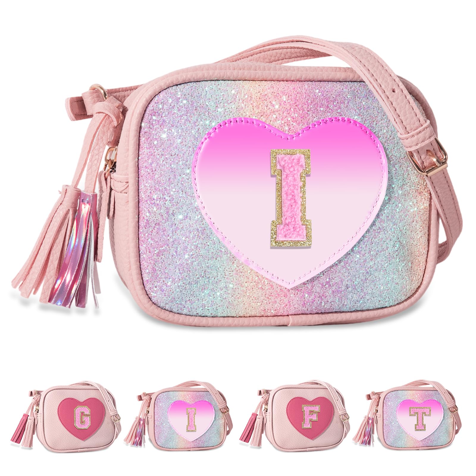 Personalized Toddler Purse for Girls 2–10, Cute Little Girl Purse &amp; Kids Wallet, Small Initial Shoulder Crossbody Bag, Birthday &amp; Christmas Gift for Daughter(Rainbow,I)