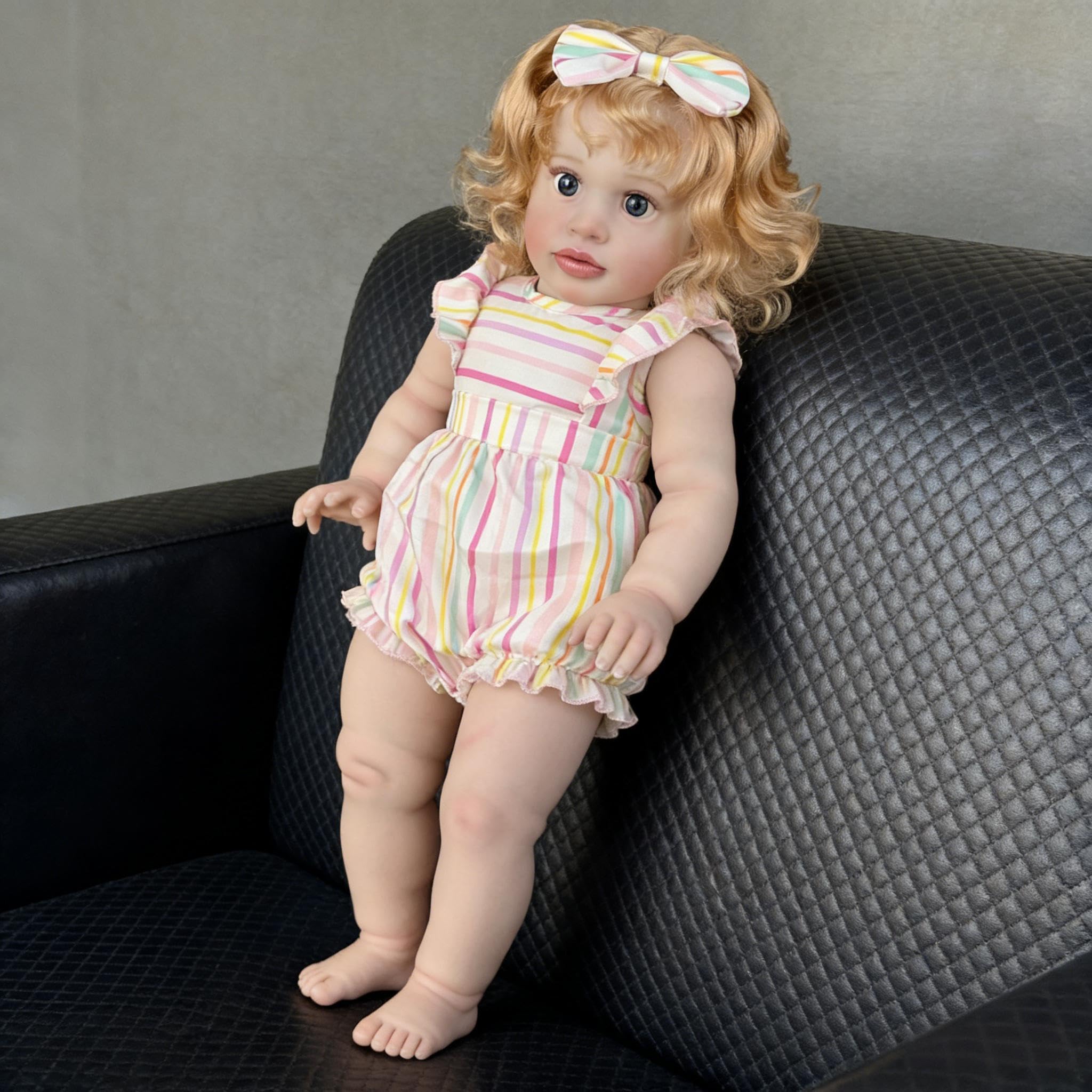 RXDOLL Bambole rinate di grandi dimensioni Pippa 66 pollici realistiche Reborn Bambole Ragazza Morbido Panno in Vinile Corpo Realistico Bambino Bambola In Piedi Ragazza Capelli Biondi per Bambini Età