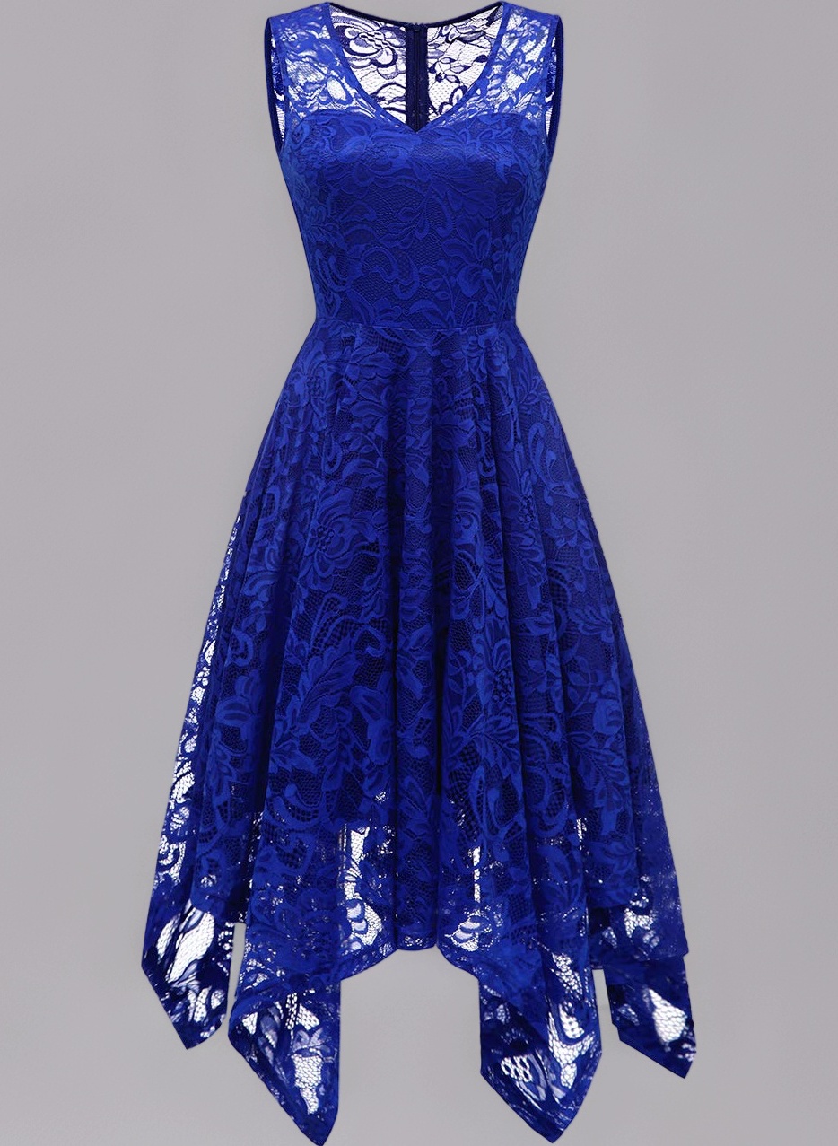 Meetjen Women's Cocktail Party Dresses 2025 Handkerchief Hem Lace Formal Wedding Guest Bridesmaid Fancy Prom Dress