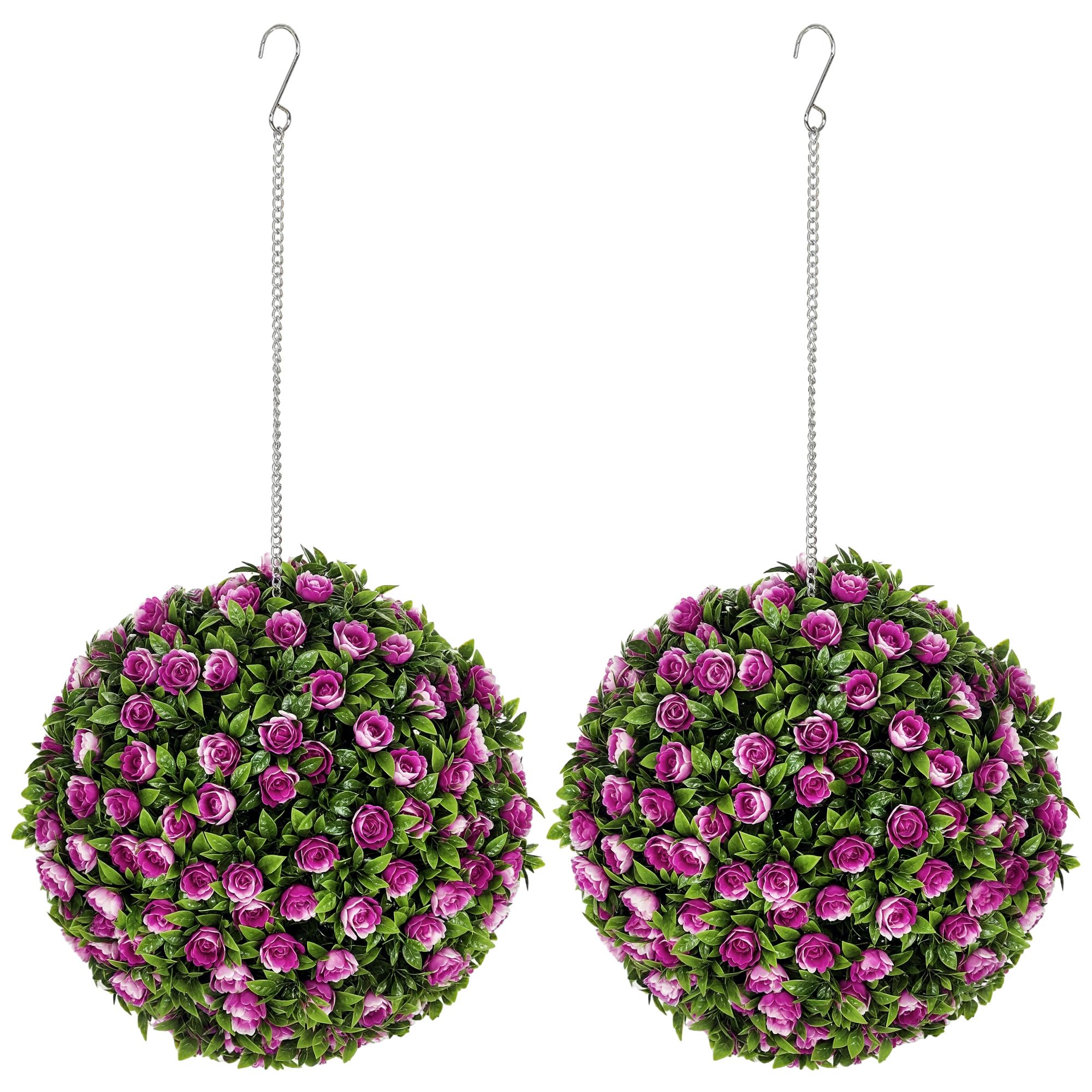 Homcom Set Of 2 Artificial Plant Topiary Rose BallsFaux PlantsPurple from B&Q