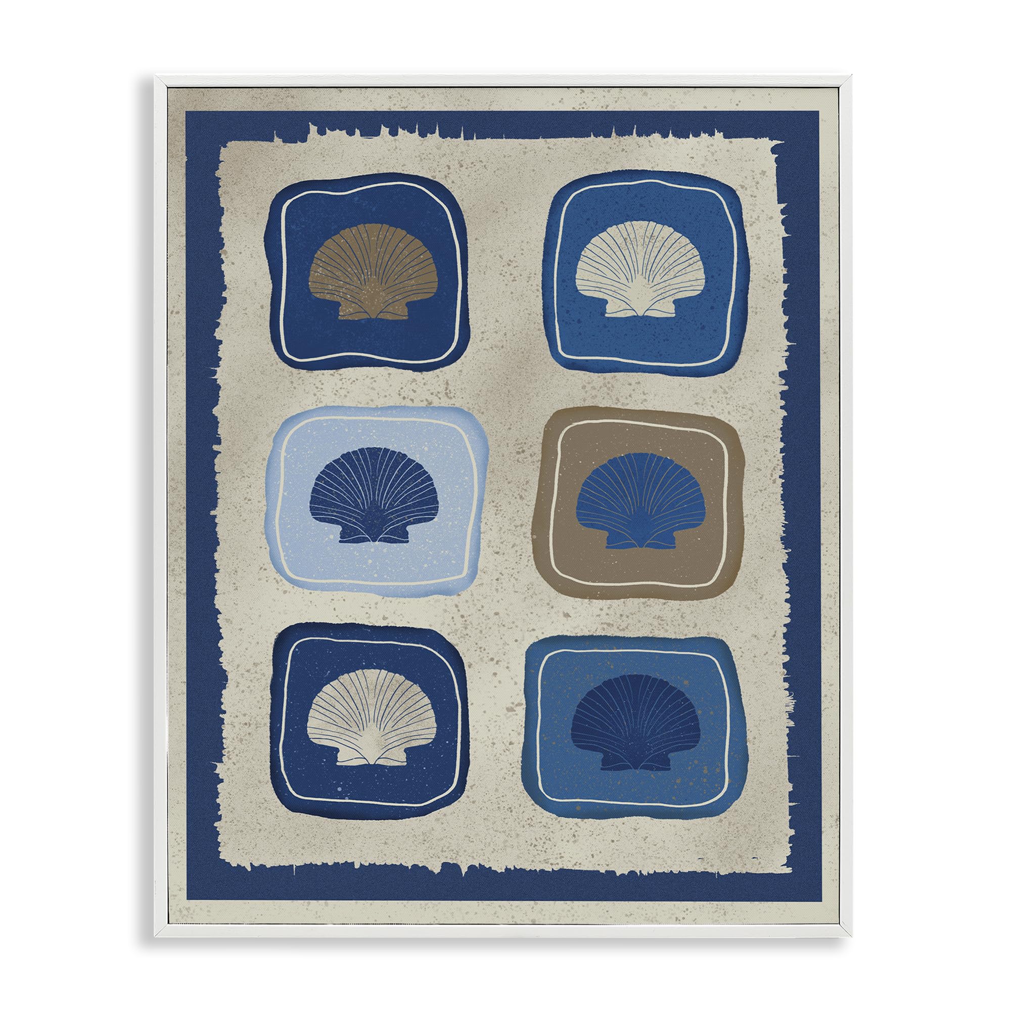 Stupell Industries Midcentury Shell Block Pattern 'Nautical Block Shells', Framed Giclee Art, White, 16 X 20 Inches, Easy To Hang And Sturdy, Made In Usa, By Julia Frost