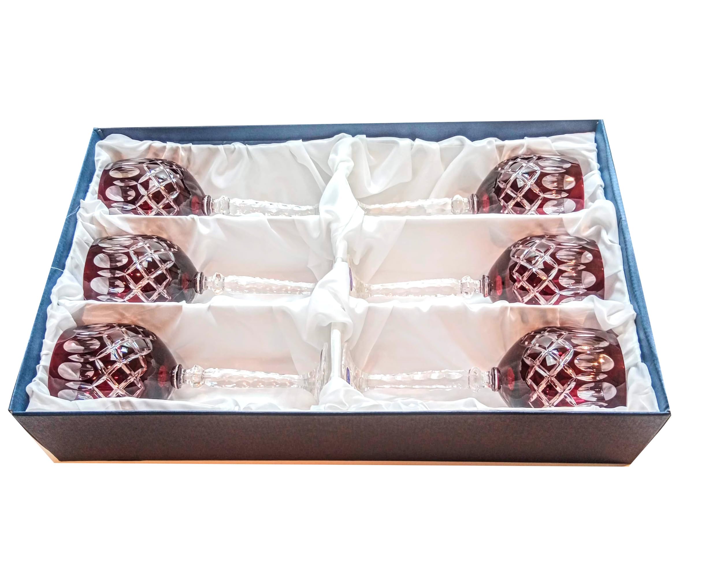 MaRika Kristall Weingläser Set – 280 ml, rubinrot, handgefertigt – 6er Set Weingläser, perfekt für Rotwein und Weißwein, Geschenkidee