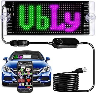 Light Sign for Car, 6.7''x2.7'' Programmable Flexible LED Matrix Panel, Bluetooth APP Control Custom Text Pattern Animation Scrolling LED Display for Car Windshield