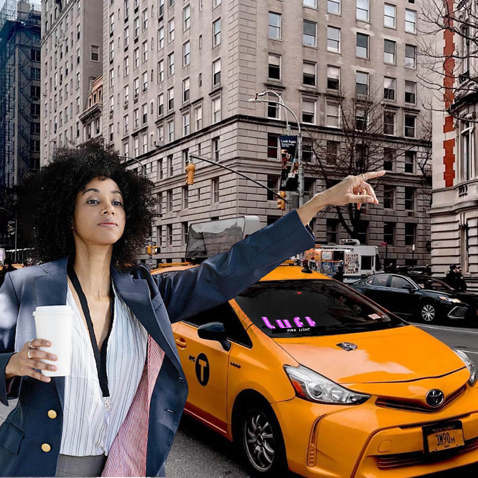 Light Signs for Car, Pink LED, USB Type-C Touch Dimmer Control, Suction Cup Mount， Light Board Sign Suitable for All Cars (pink) - 3