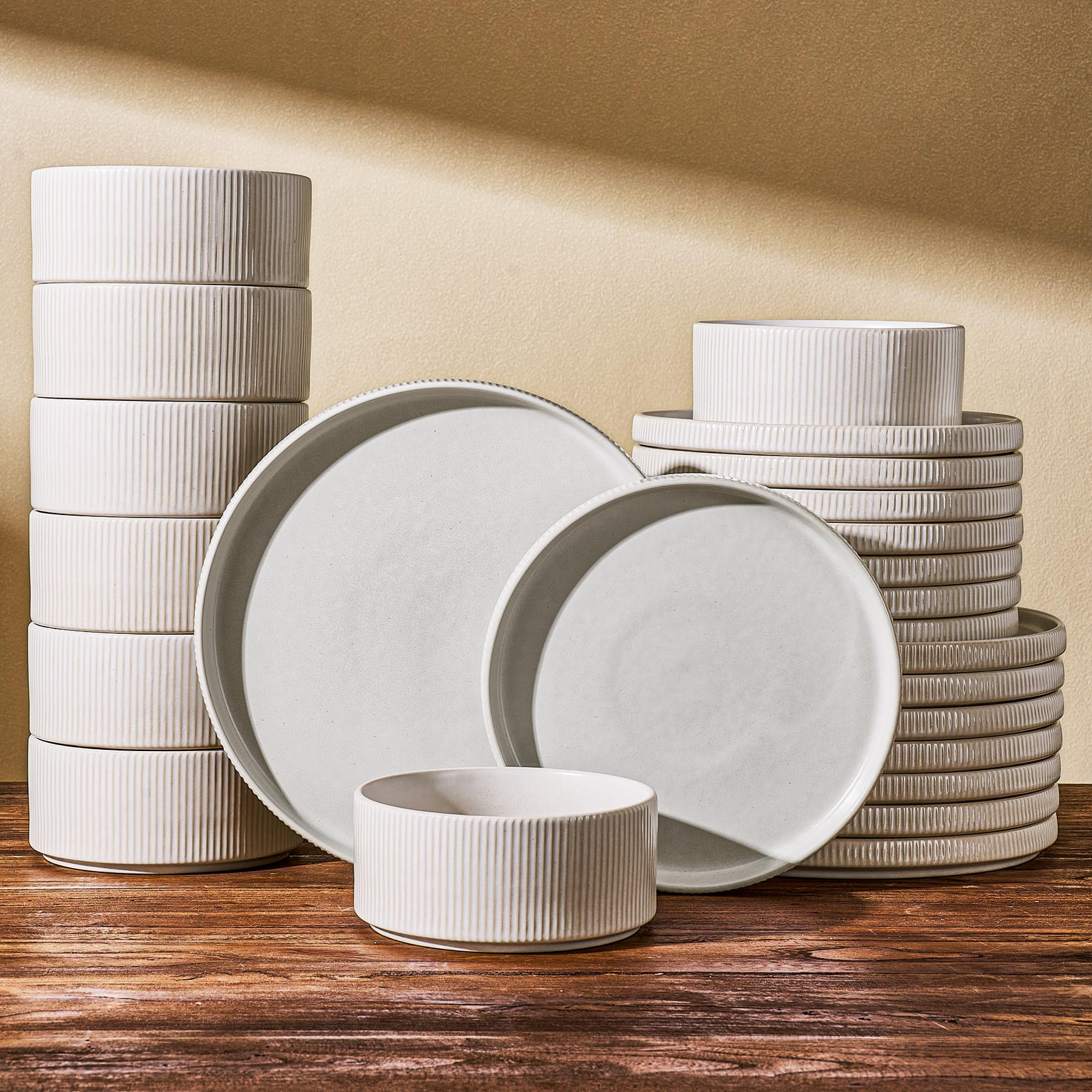 Stoneware Dinnerware Sets, Reactive Glaze Dishes Set for 8