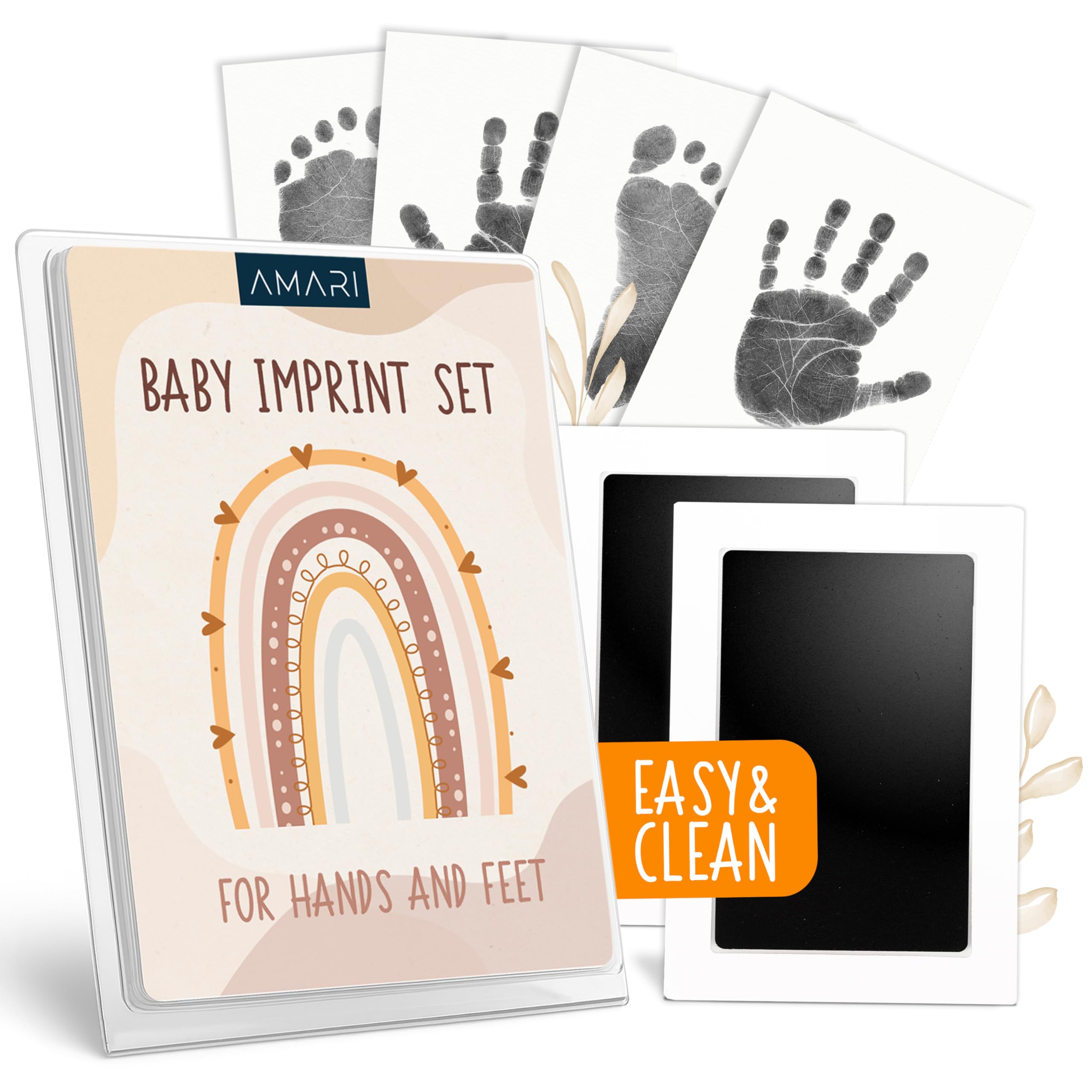 AMARI ® Baby Handprint & Footprint Kit, Inkless Hand & Foot Print Set, Newborn Keepsake & Baby Shower Gift
