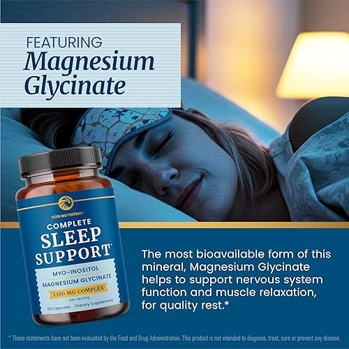 Miniatura 6 de Apoyo completo para dormir  Myo inositol + glicinato de magnesio  Apoyo para dormir reparador y relajación  Complejo de 1100 mg  Sin melatonina, sin