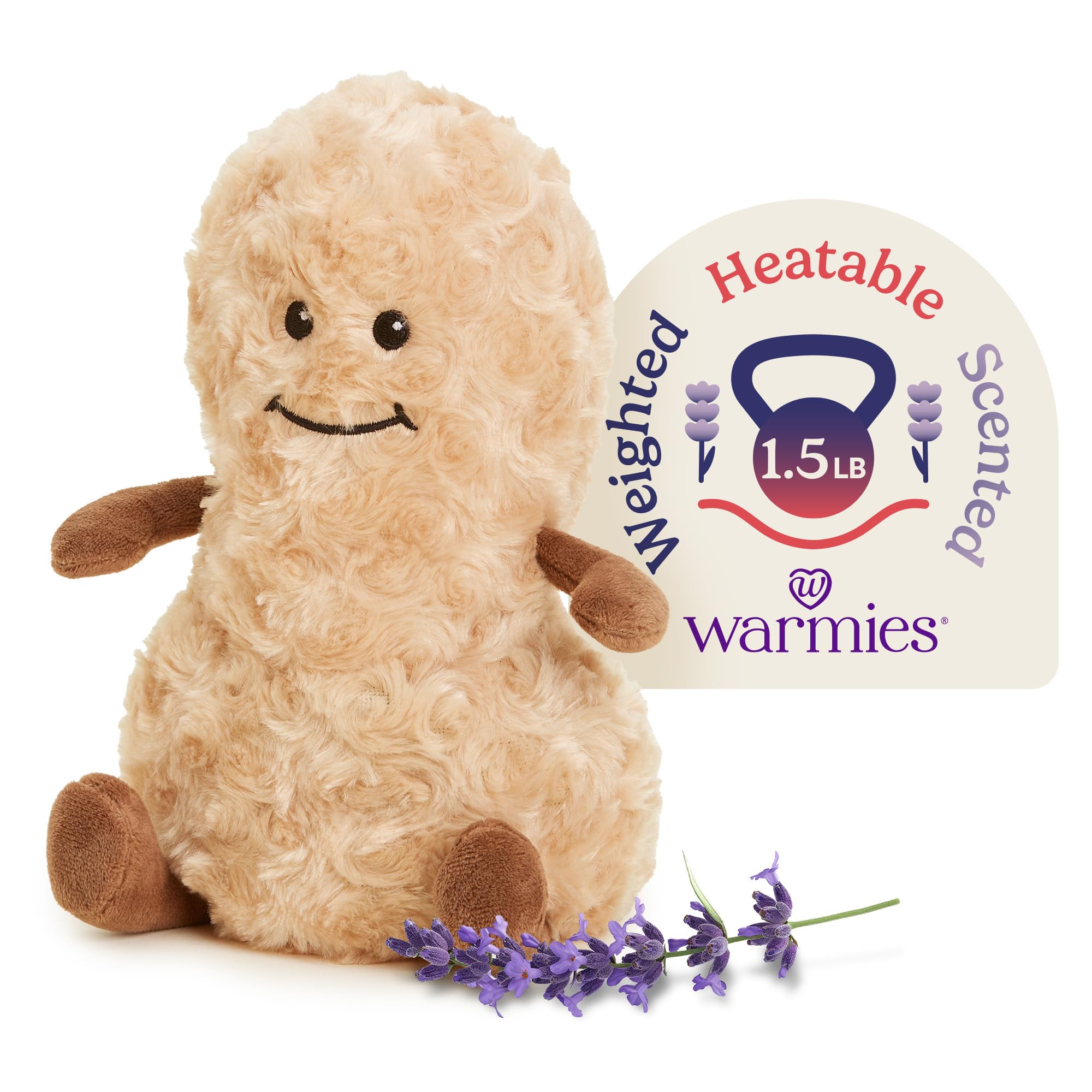warmies Microwavable Weighted Stuffed Animals Peanut - Heated Stuffed Animal Plushie for Warmth Comfort - Cute Soft Plush
